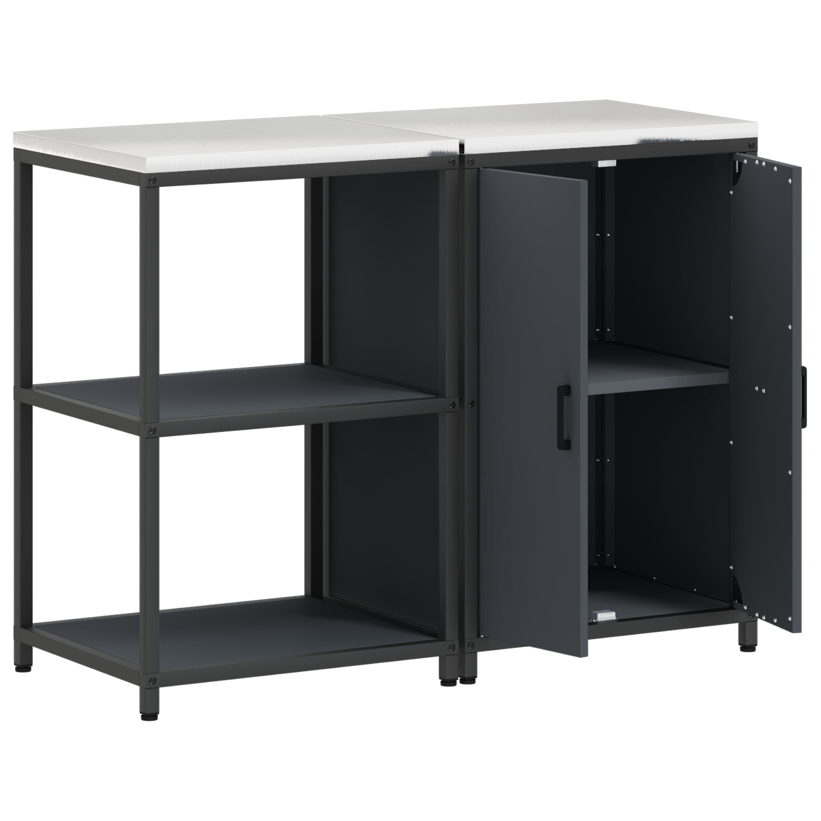 Set de depozitare pentru bucătărie cu raft cu depozitare cu ușă Ajustabil 2 pcs Antracit GartenMobel Dekor