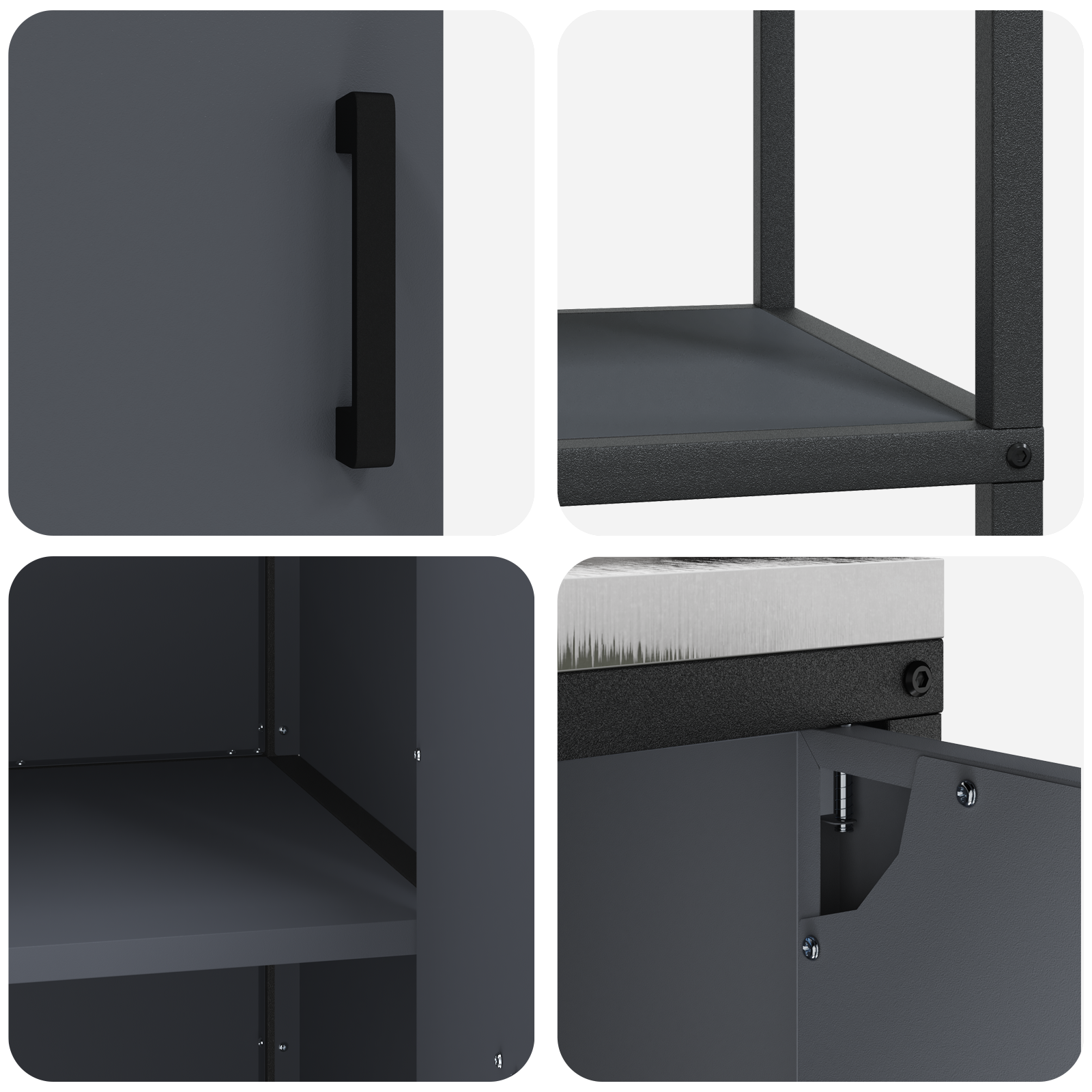 Set de depozitare pentru bucătărie cu raft cu depozitare cu ușă Ajustabil 2 pcs Antracit GartenMobel Dekor