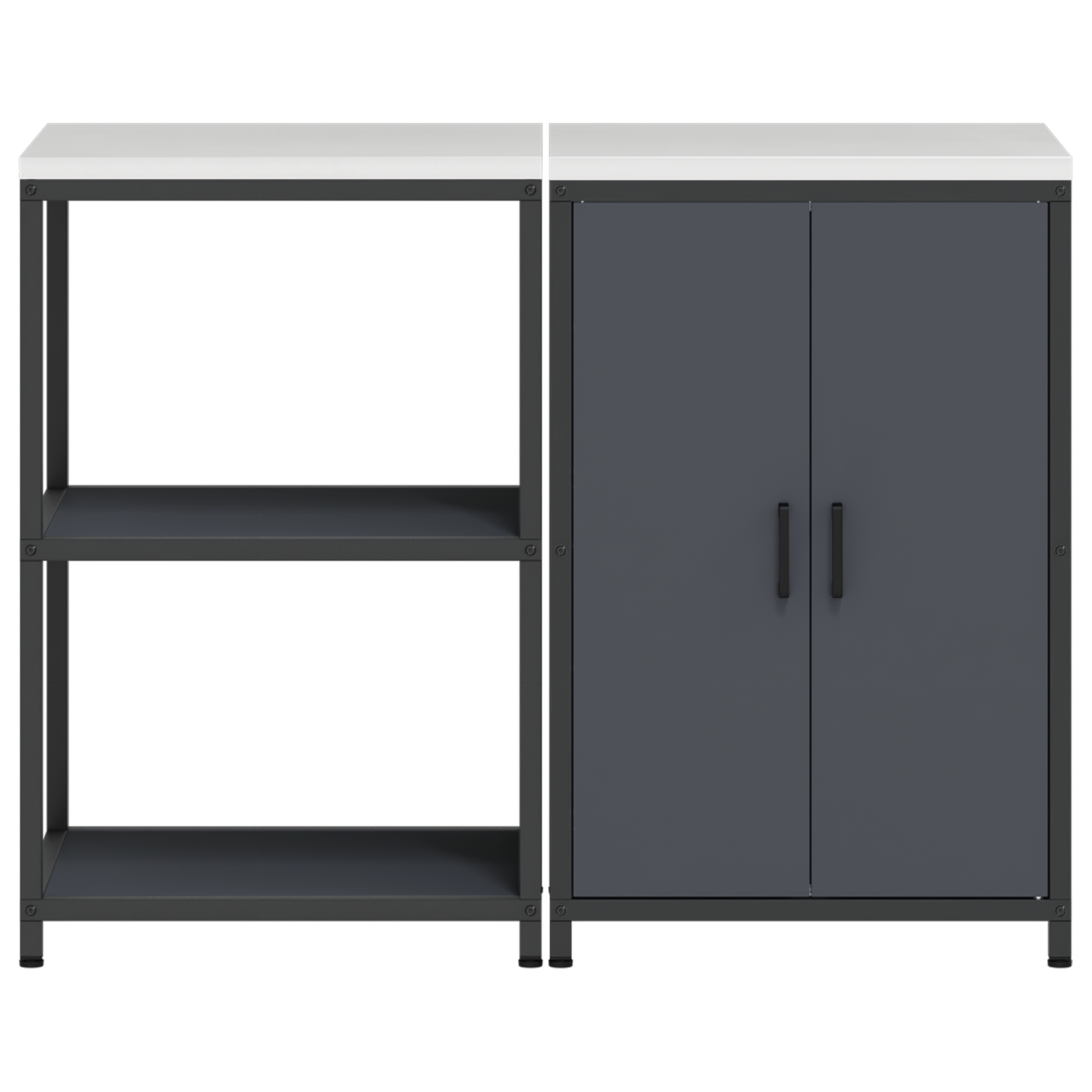 Set de depozitare pentru bucătărie cu raft cu depozitare cu ușă Ajustabil 2 pcs Antracit GartenMobel Dekor