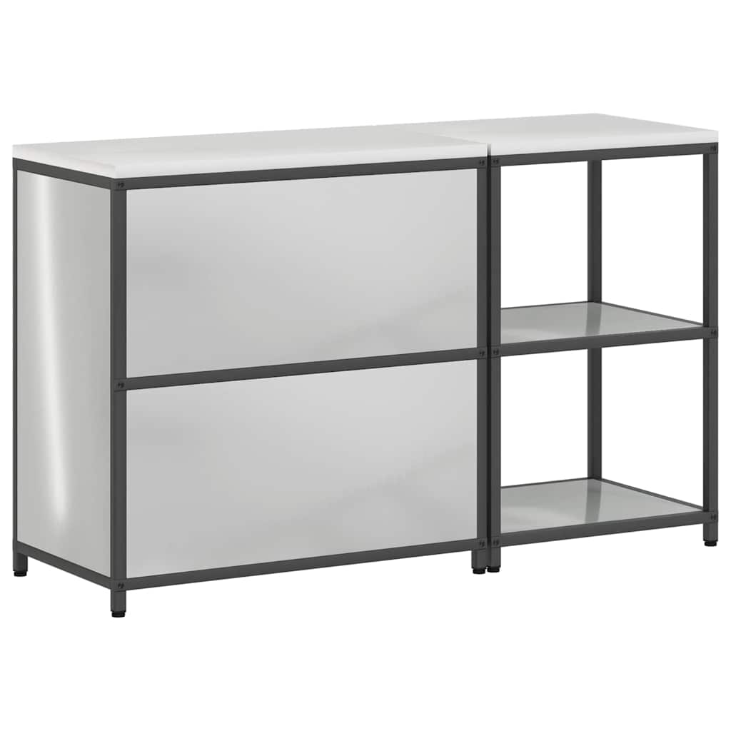 Set de depozitare pentru bucătărie cu raft cu depozitare cu ușă Ajustabil 2 pcs Argintiu GartenMobel Dekor