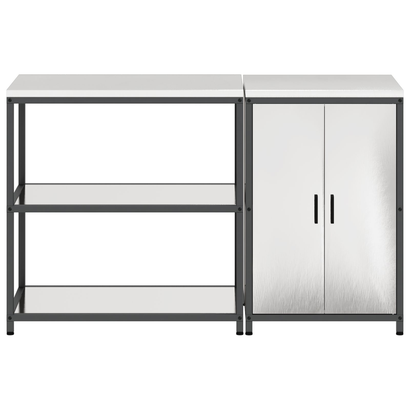 Set de depozitare pentru bucătărie cu raft cu depozitare cu ușă Ajustabil 2 pcs Argintiu GartenMobel Dekor