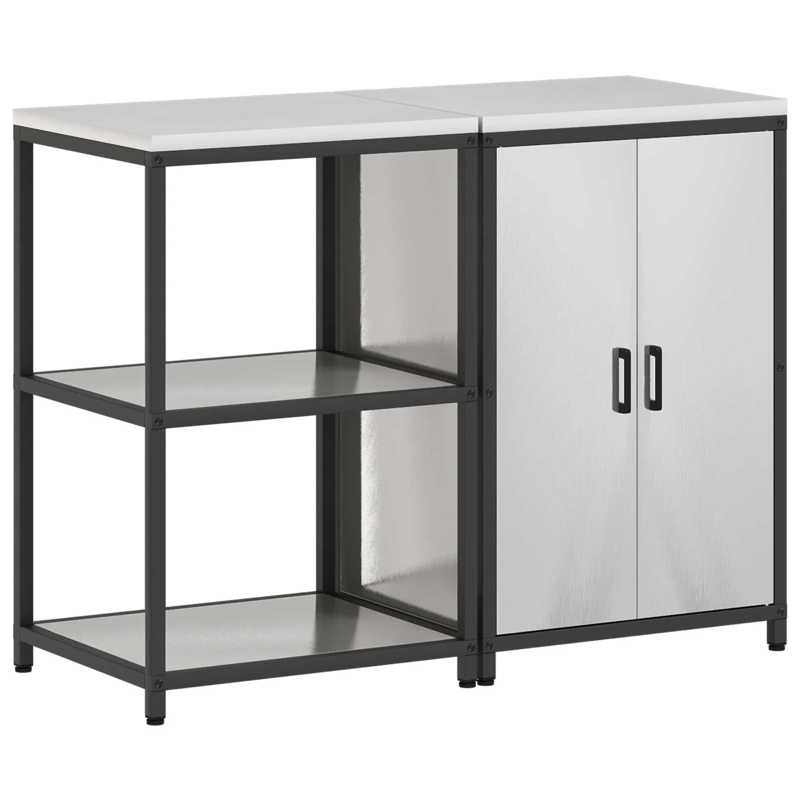 Set de depozitare pentru bucătărie cu raft cu depozitare cu ușă Ajustabil 2 pcs Argintiu GartenMobel Dekor