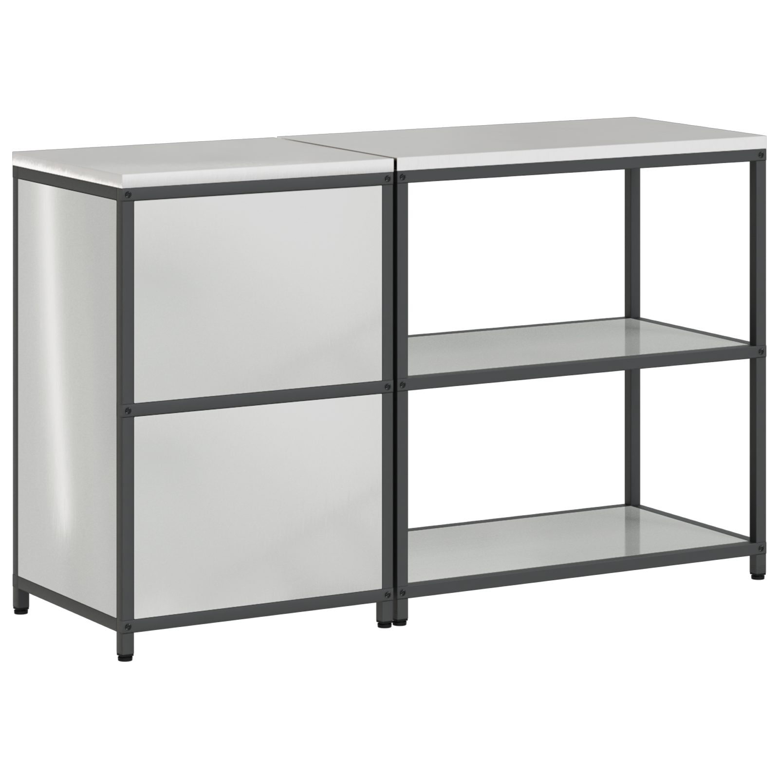 Set de depozitare pentru bucătărie cu raft cu depozitare cu ușă Ajustabil 2 pcs Argintiu GartenMobel Dekor