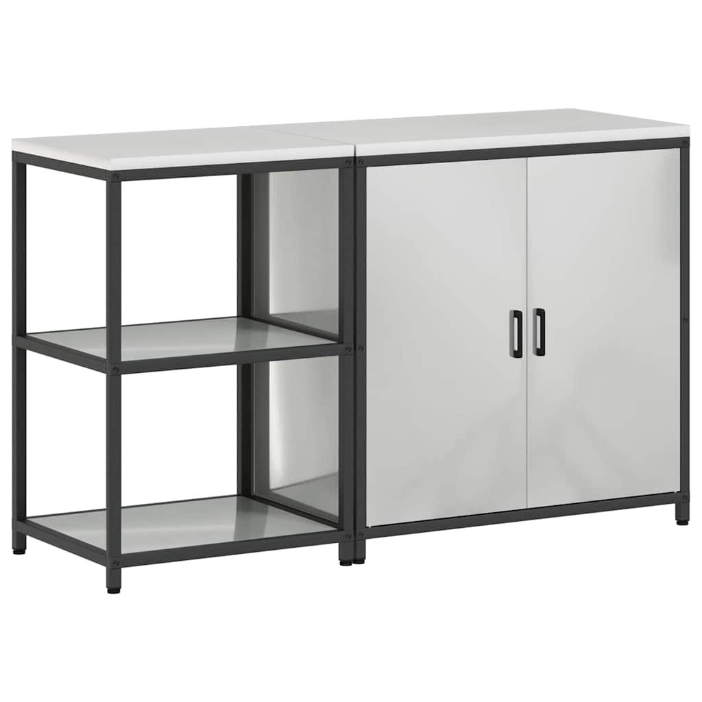 Set de depozitare pentru bucătărie cu raft cu depozitare cu ușă Ajustabil 2 pcs Argintiu GartenMobel Dekor