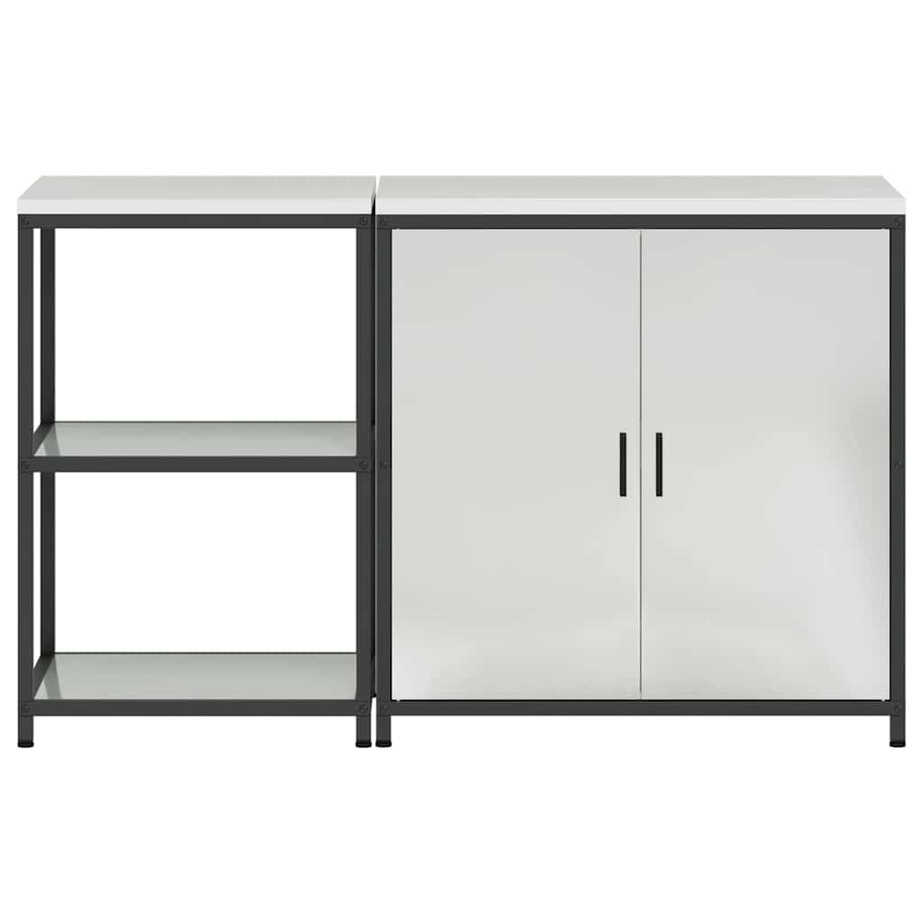 Set de depozitare pentru bucătărie cu raft cu depozitare cu ușă Ajustabil 2 pcs Argintiu GartenMobel Dekor