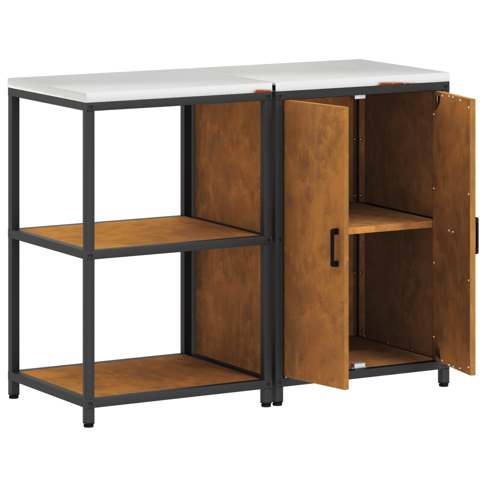 Set de depozitare pentru bucătărie cu raft cu depozitare cu ușă Ajustabil 2 pcs Ruginit GartenMobel Dekor