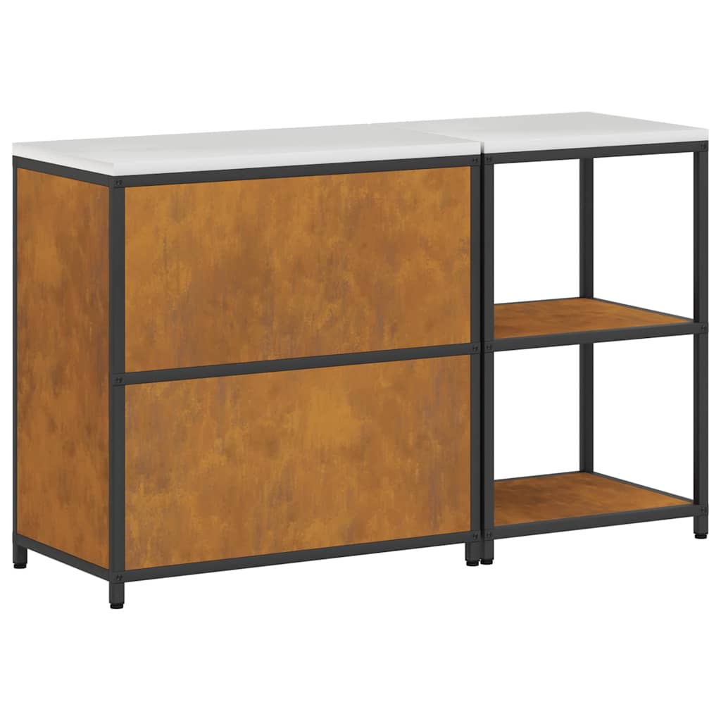 Set de depozitare pentru bucătărie cu raft cu depozitare cu ușă Ajustabil 2 pcs Ruginit GartenMobel Dekor