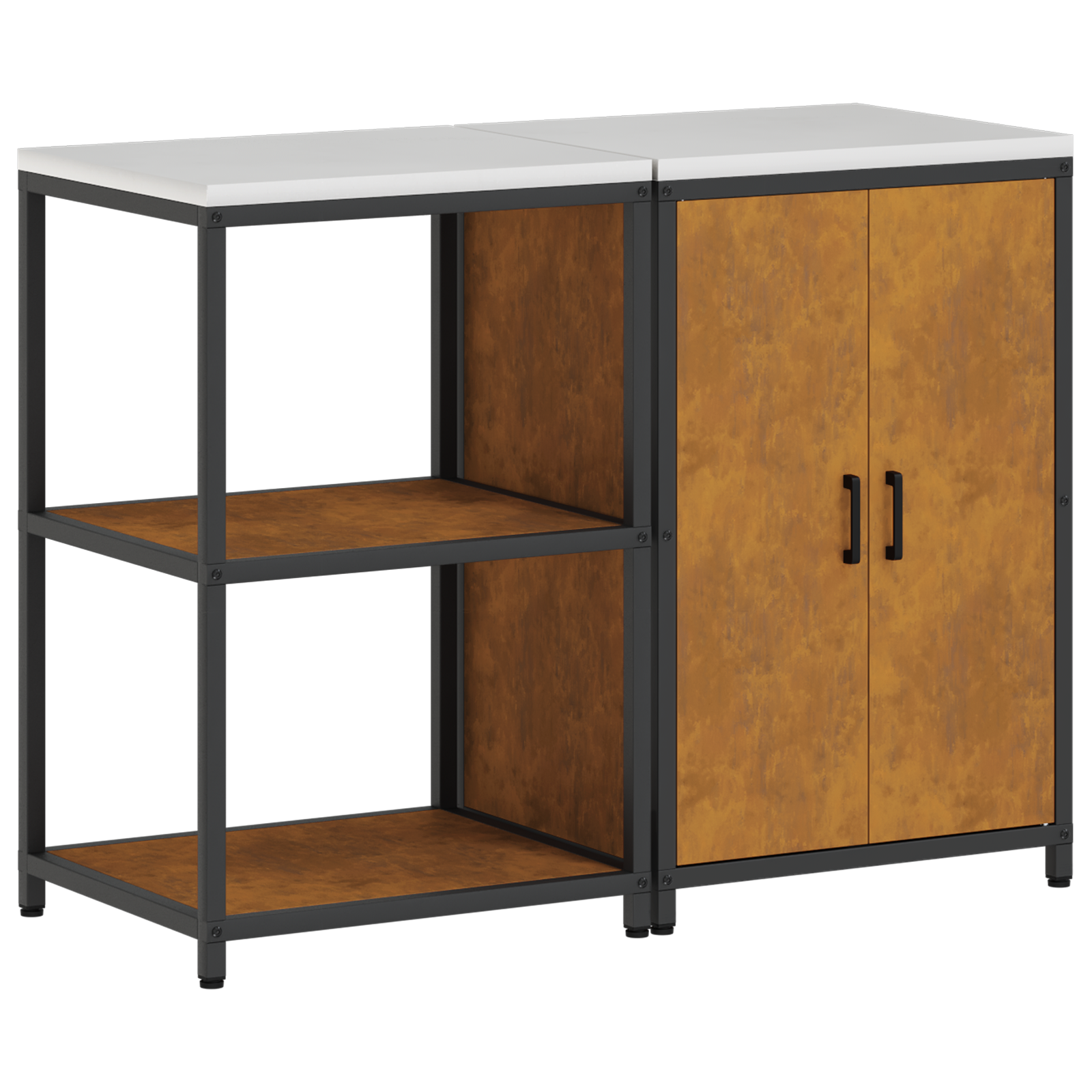 Set de depozitare pentru bucătărie cu raft cu depozitare cu ușă Ajustabil 2 pcs Ruginit GartenMobel Dekor