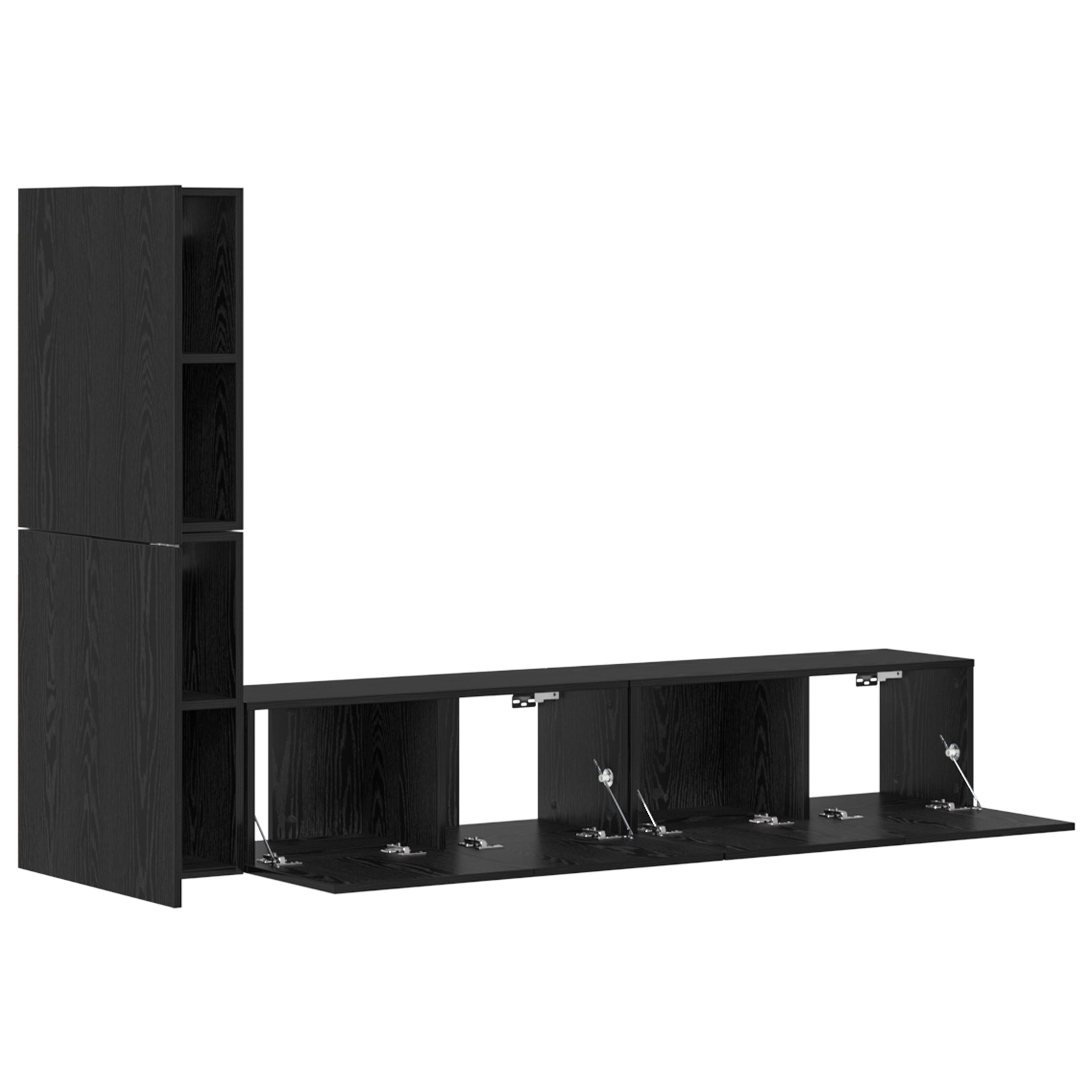Dulap pentru TV pe Perete 4 pcs Stejar negru Lemn compozit GartenMobel Dekor