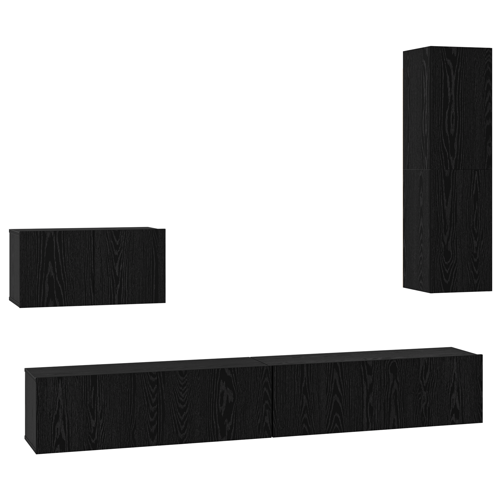Dulap pentru TV pe Perete cu raft Altele cu depozitare cu ușă 4 pcs Stejar negru GartenMobel Dekor