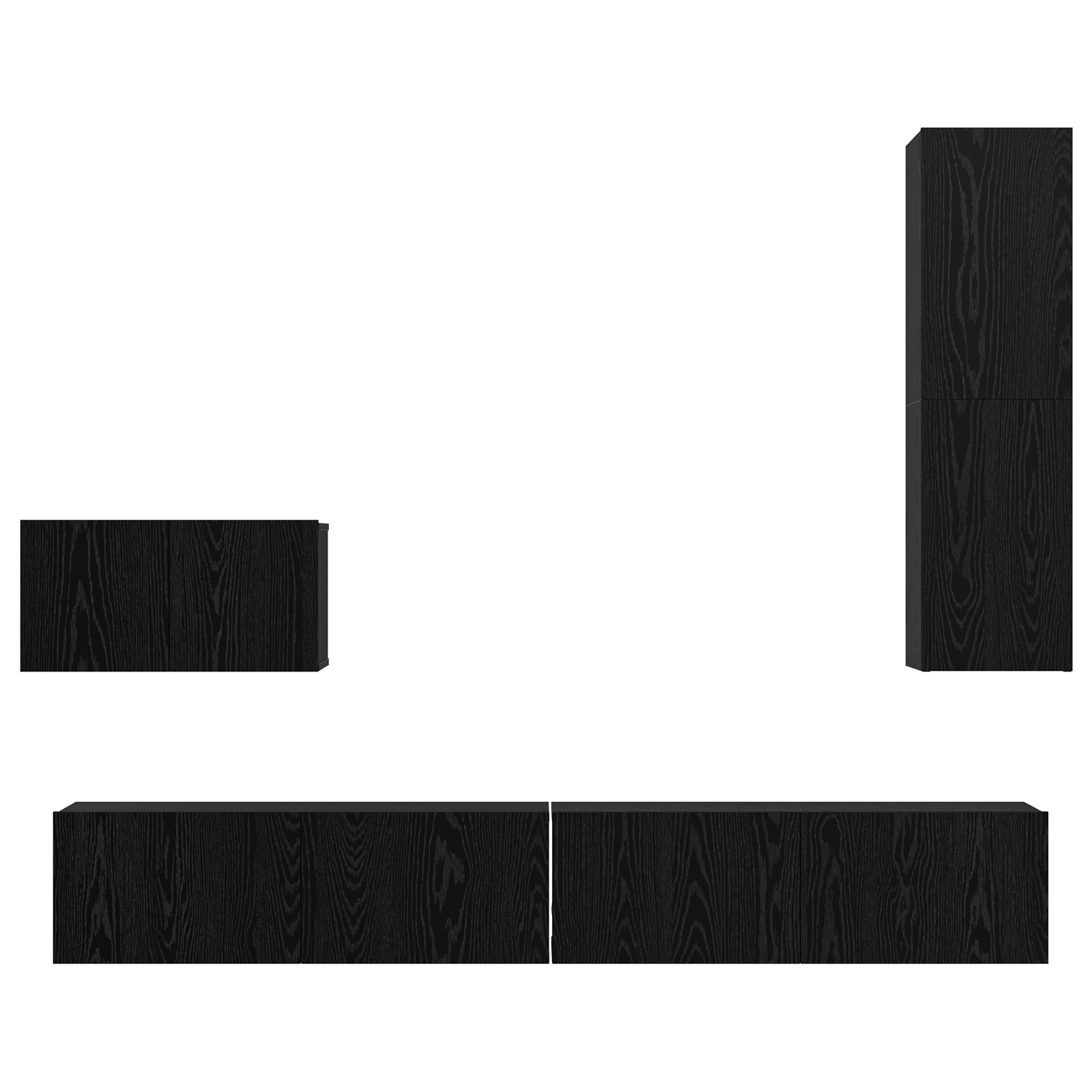 Dulap pentru TV pe Perete cu raft Altele cu depozitare cu ușă 4 pcs Stejar negru GartenMobel Dekor
