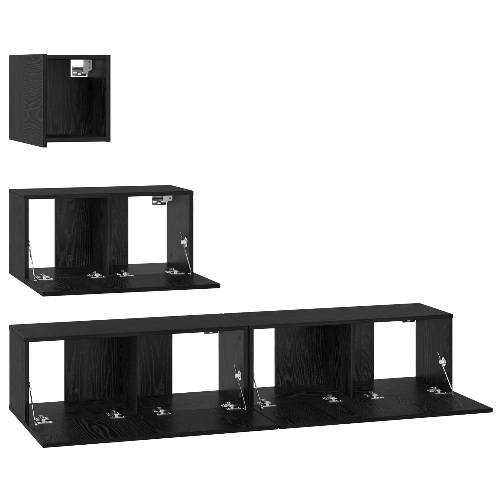 Dulap pentru TV pe Perete cu raft cu depozitare cu ușă 4 pcs Stejar negru GartenMobel Dekor