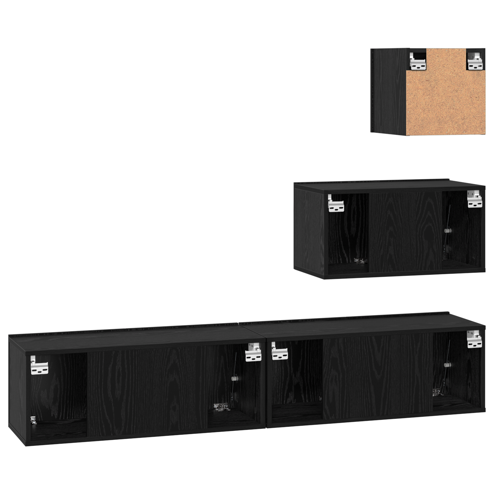 Dulap pentru TV pe Perete cu raft cu depozitare cu ușă 4 pcs Stejar negru GartenMobel Dekor