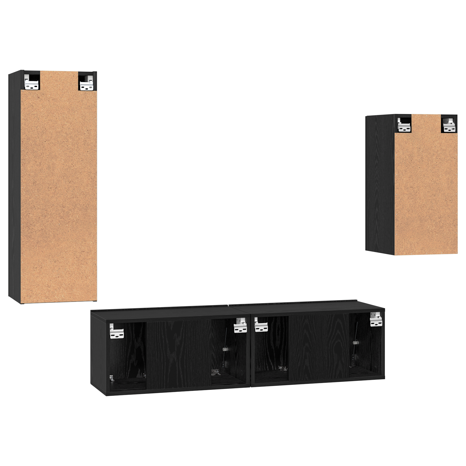 Set cabinet TV cu raft 4 pcs Stejar negru 30.5 x 30 x 90 cm GartenMobel Dekor