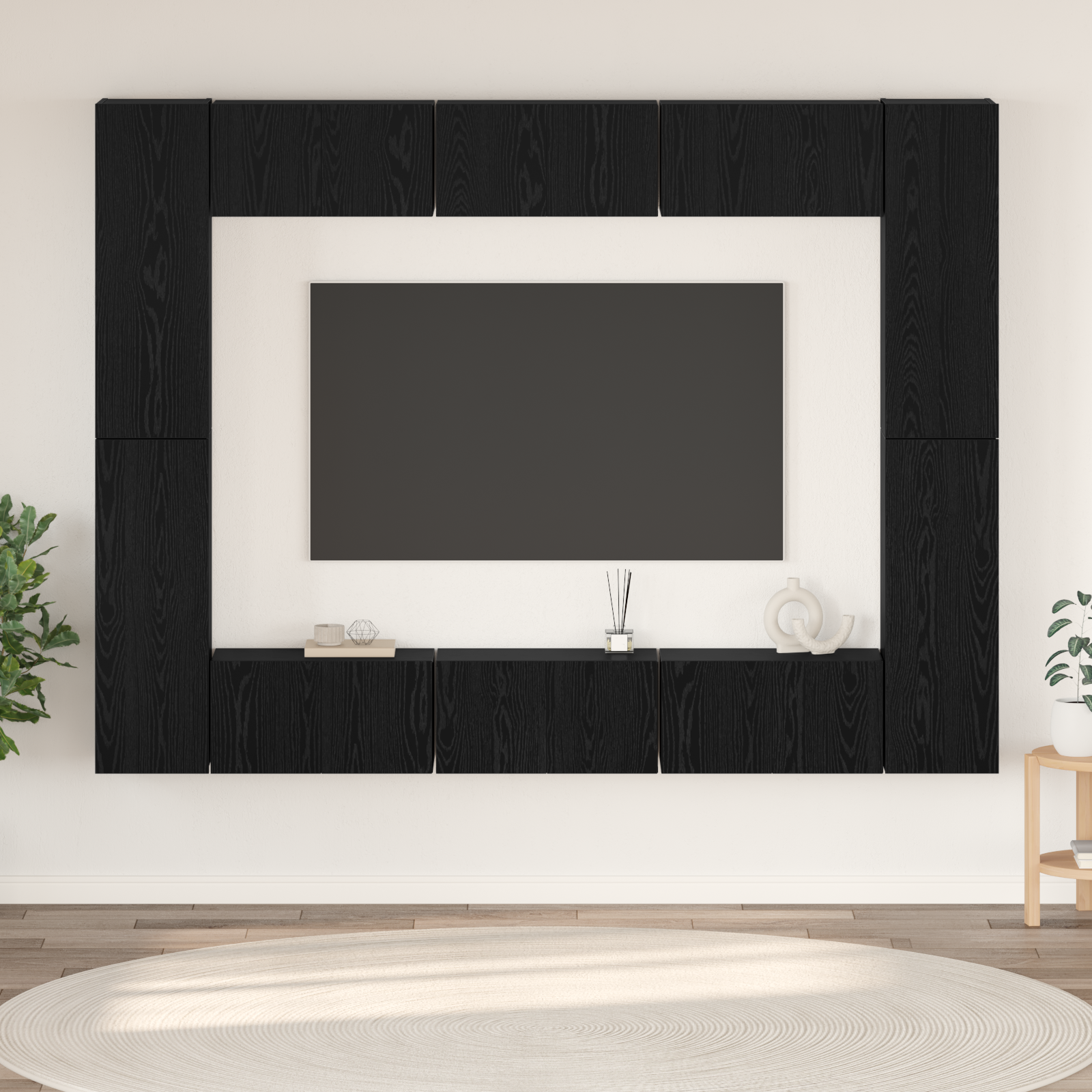 Set comodă TV 10 pcs Stejar negru Mediu 30.5 x 30 x 90 cm GartenMobel Dekor