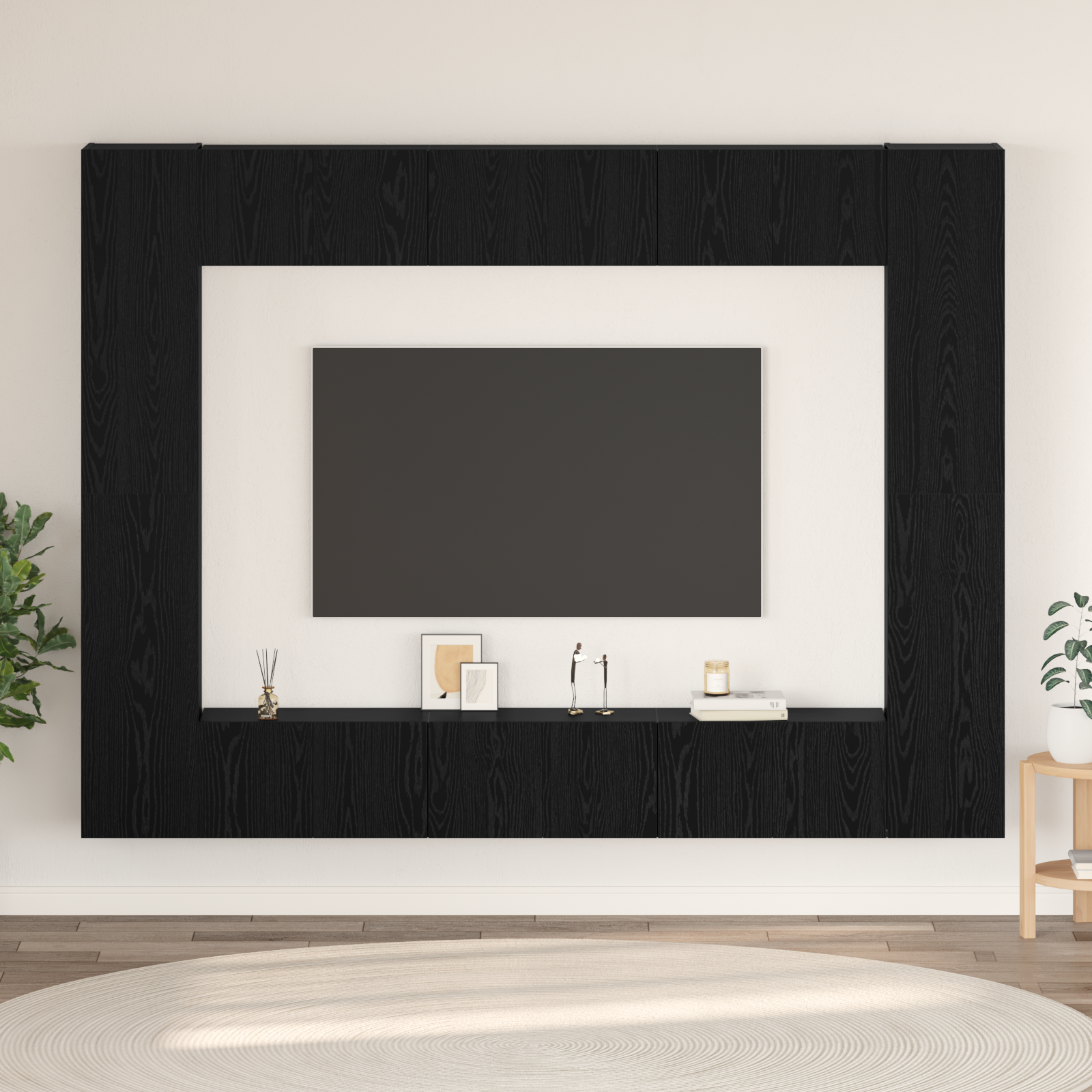 Set comodă TV 10 pcs Stejar negru Mediu 30.5 x 30 x 90 cm GartenMobel Dekor