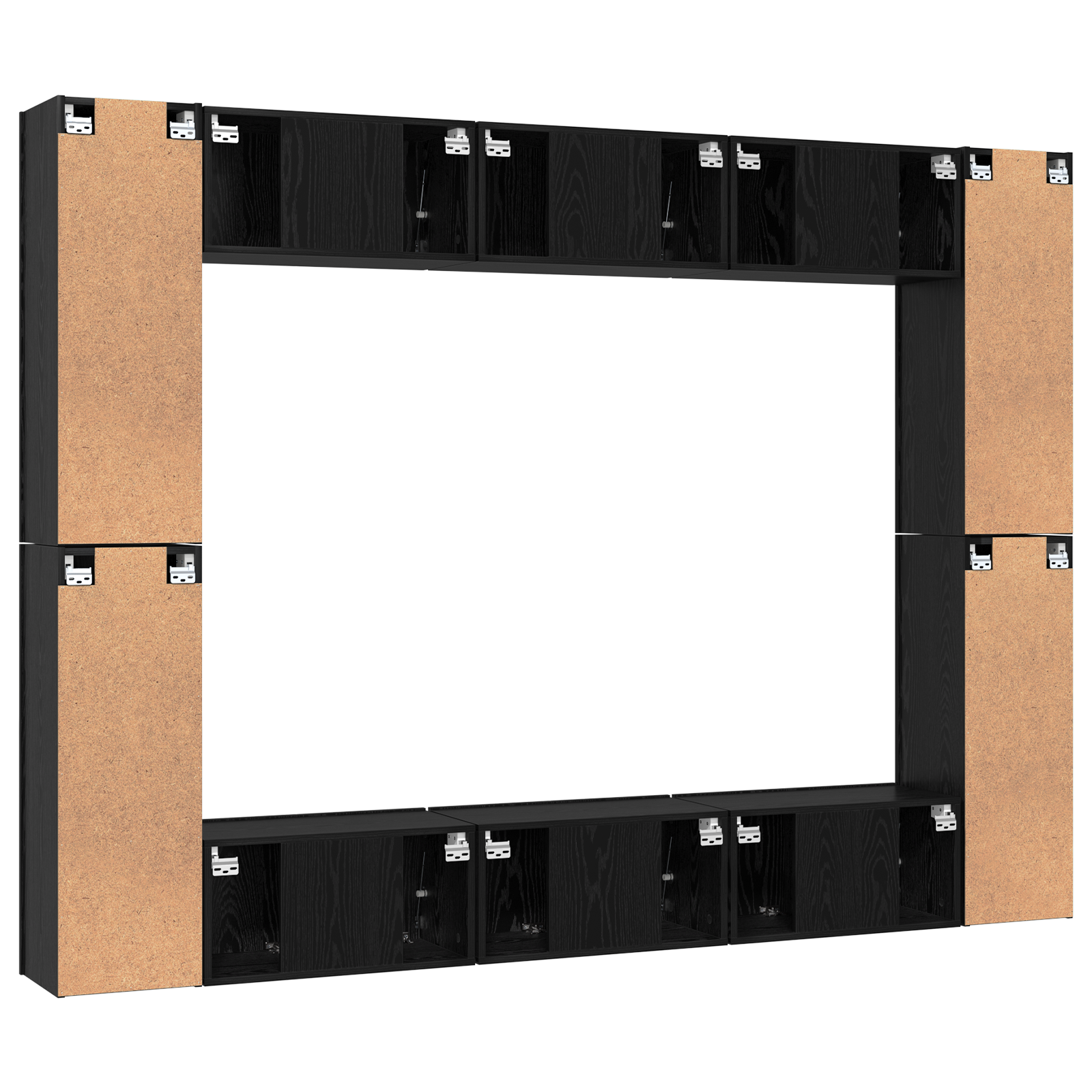 Set comodă TV 10 pcs Stejar negru Mediu 30.5 x 30 x 90 cm GartenMobel Dekor