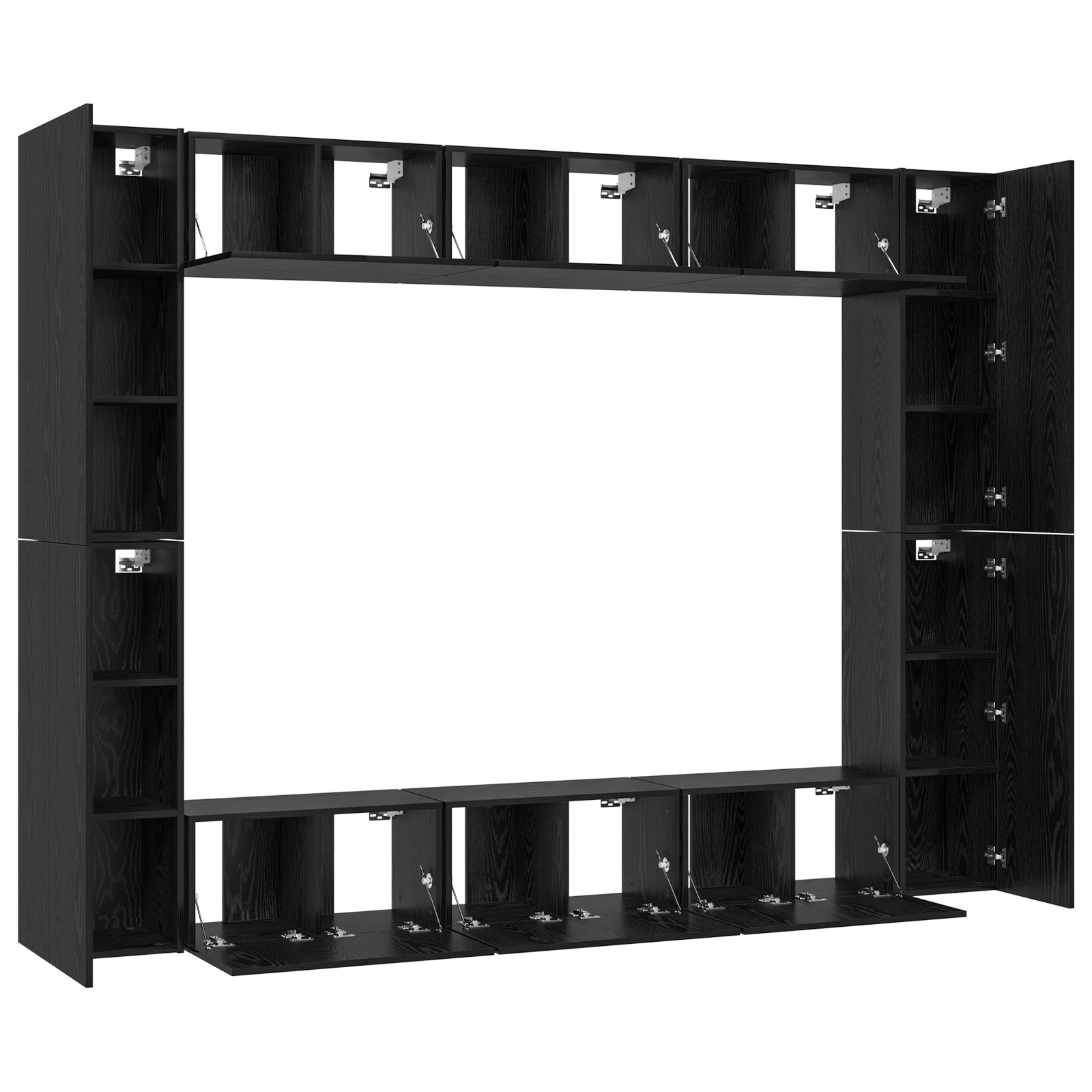 Set comodă TV 10 pcs Stejar negru Mediu 30.5 x 30 x 90 cm GartenMobel Dekor