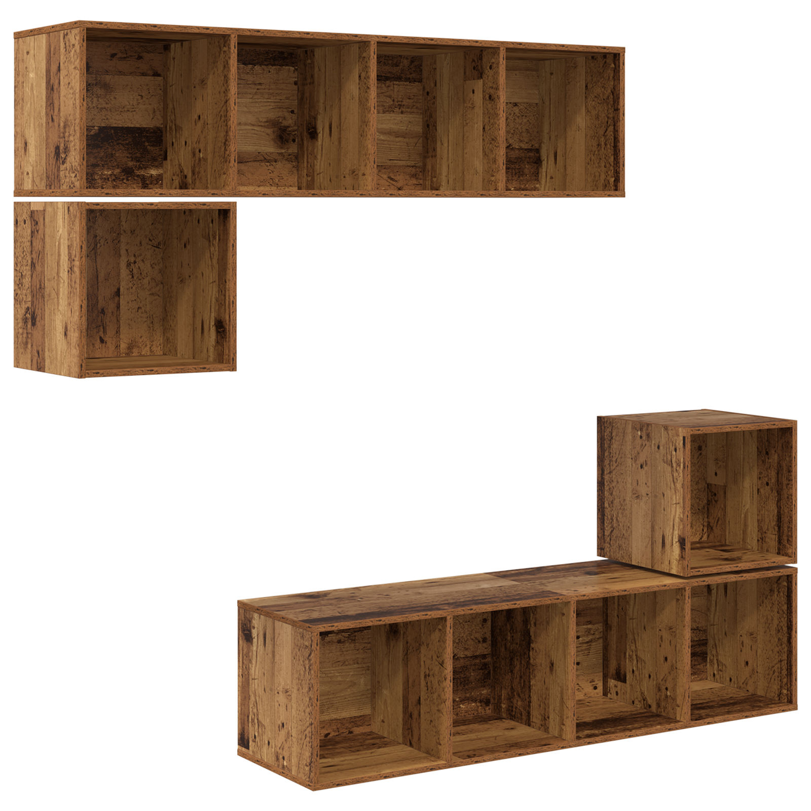 Set comodă TV 4 pcs Lemn vechi 37 x 37 x 142.5 cm Lemn compozit GartenMobel Dekor