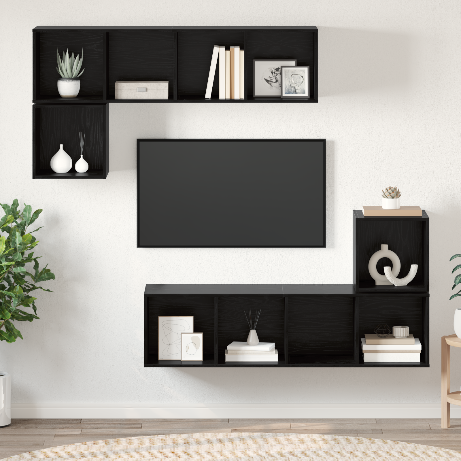 Set comodă TV 4 pcs Stejar negru 37 x 37 x 142.5 cm GartenMobel Dekor