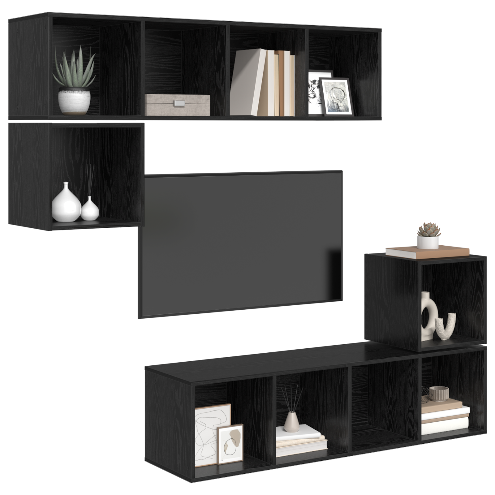 Set comodă TV 4 pcs Stejar negru 37 x 37 x 142.5 cm GartenMobel Dekor