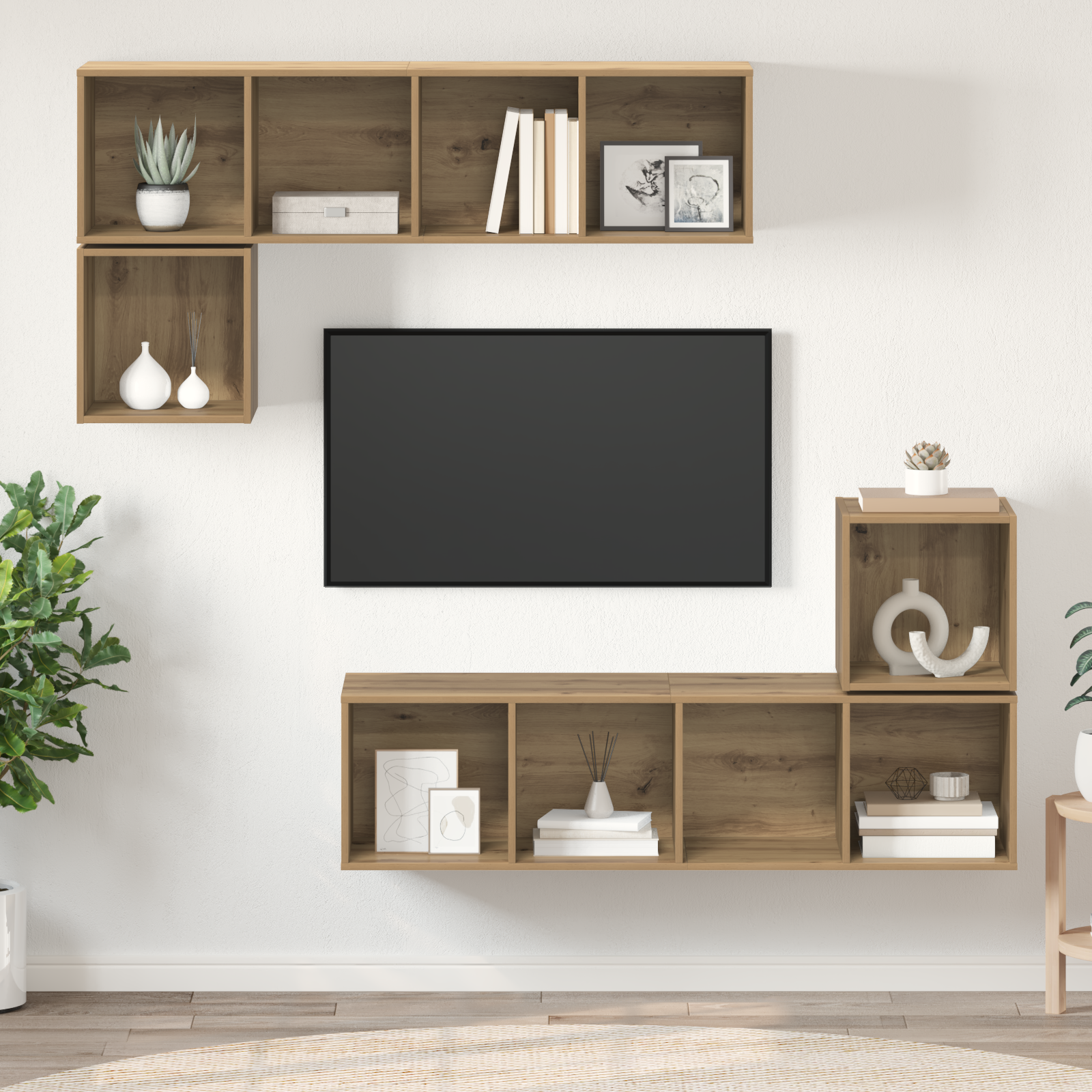 Set comodă TV 4 pcs stejar artizanal 37 x 37 x 142.5 cm GartenMobel Dekor
