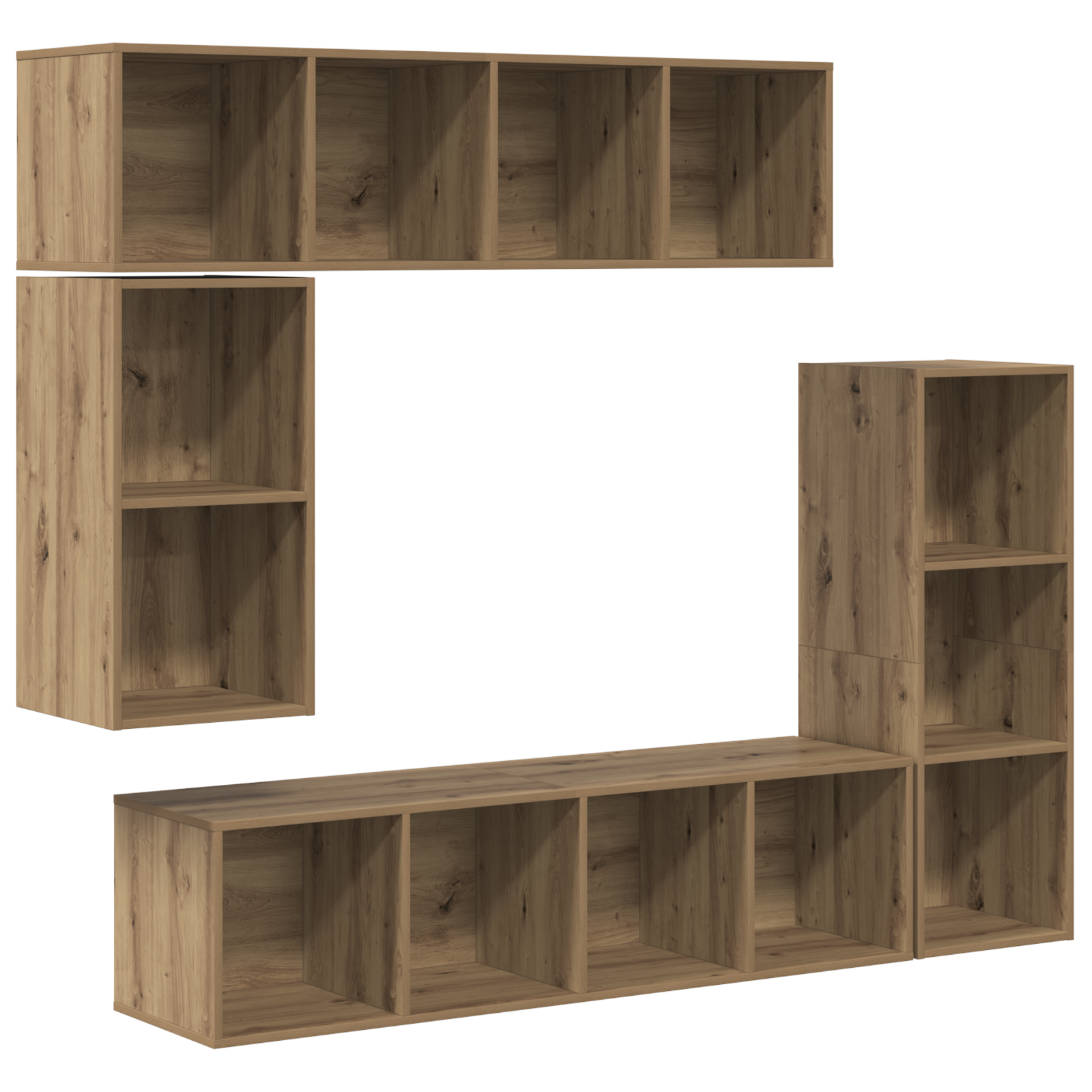 Set comodă TV 4 pcs stejar artizanal Lemn compozit GartenMobel Dekor