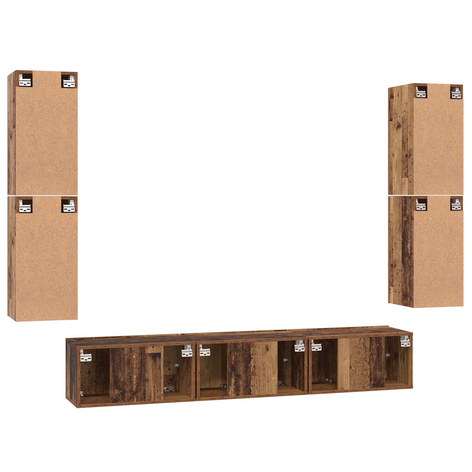 Set comodă TV 7 pcs Lemn vechi 80 x 30 x 30.5 cm Lemn compozit GartenMobel Dekor