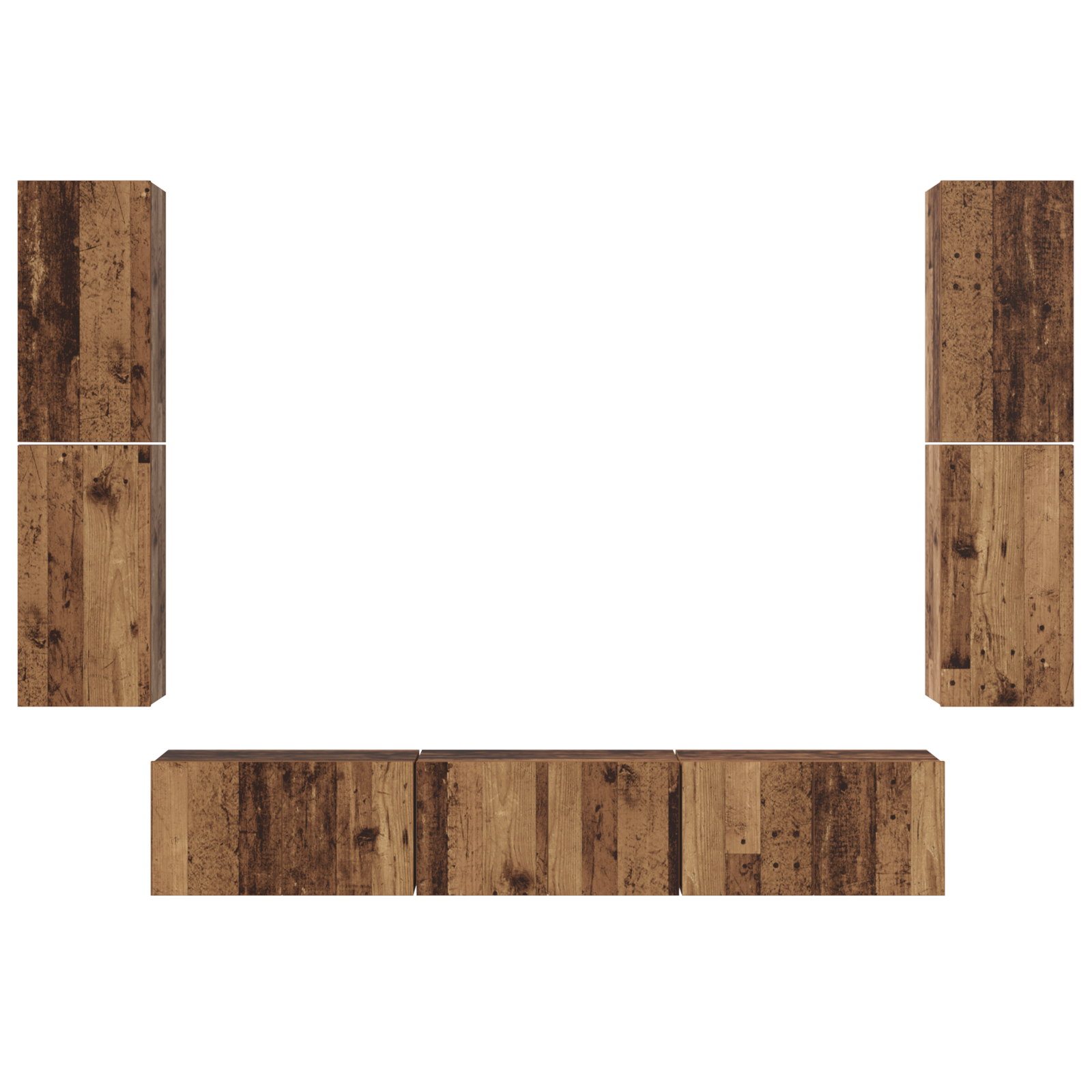 Set comodă TV 7 pcs Lemn vechi 80 x 30 x 30.5 cm Lemn compozit GartenMobel Dekor