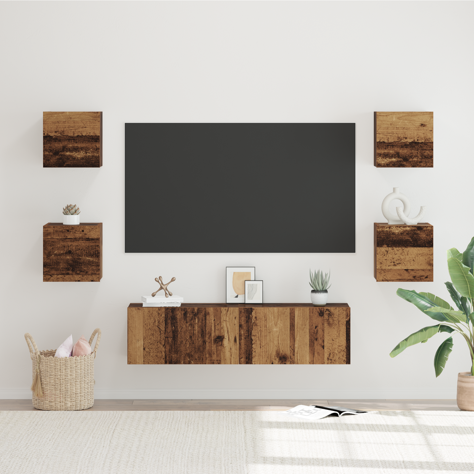 Set comodă TV Altele 6 pcs Lemn vechi Mediu 120 x 30 x 30 cm GartenMobel Dekor