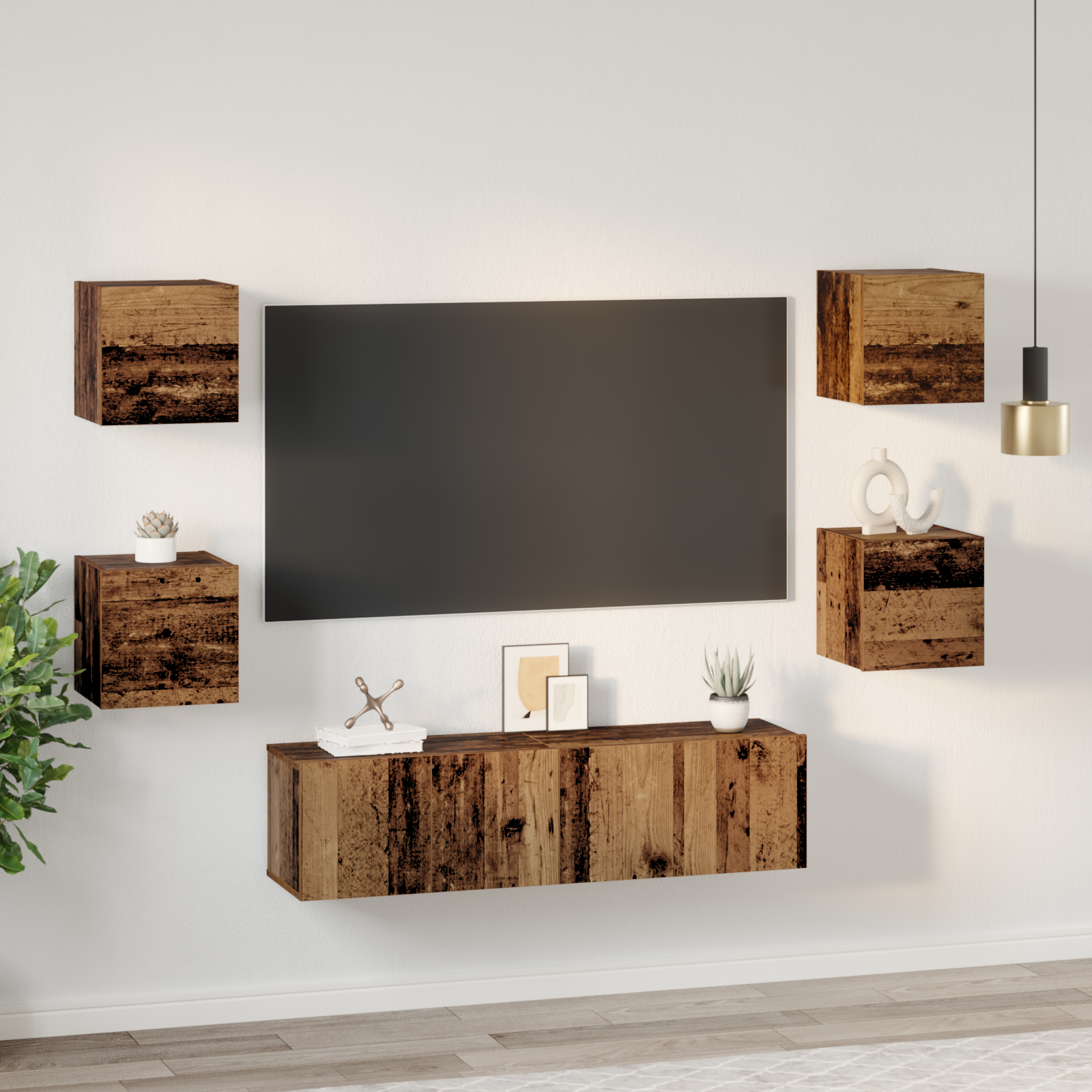 Set comodă TV Altele 6 pcs Lemn vechi Mediu 120 x 30 x 30 cm GartenMobel Dekor