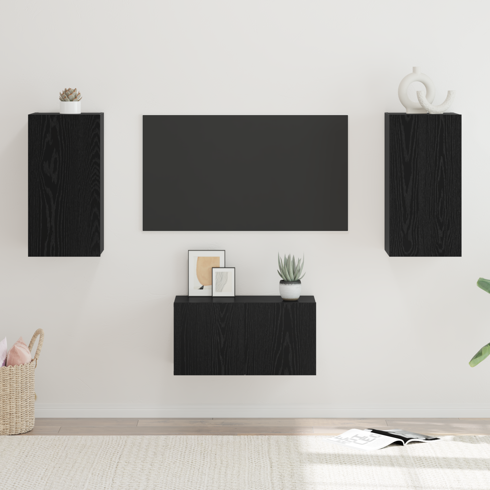 Set comodă TV cu raft 3 pcs Stejar negru 60 x 30 x 30.5 cm GartenMobel Dekor