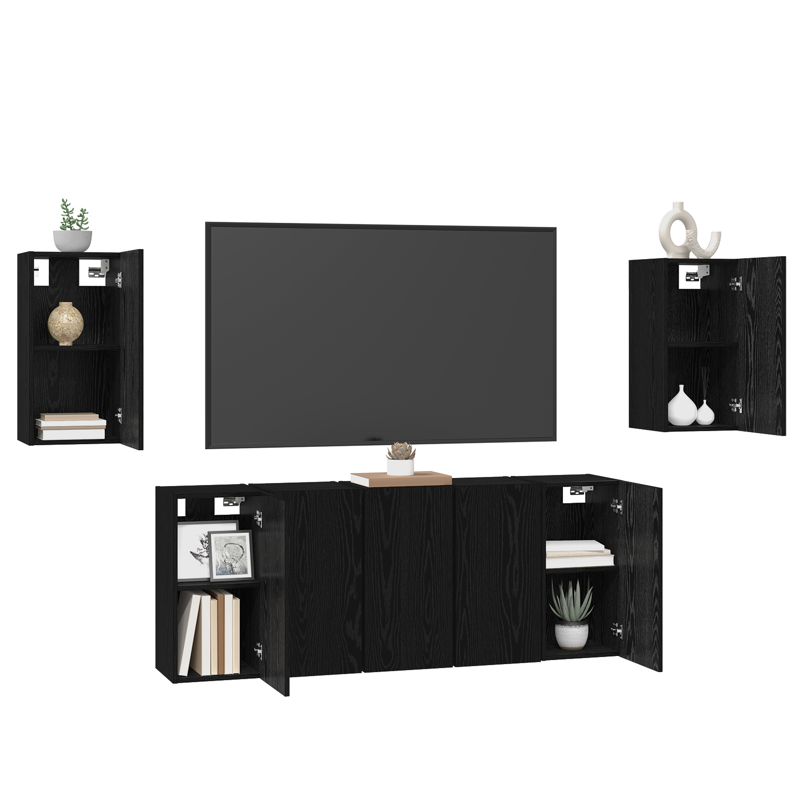 Set comodă TV cu raft 7 pcs Stejar negru 30.5 x 30 x 60 cm GartenMobel Dekor