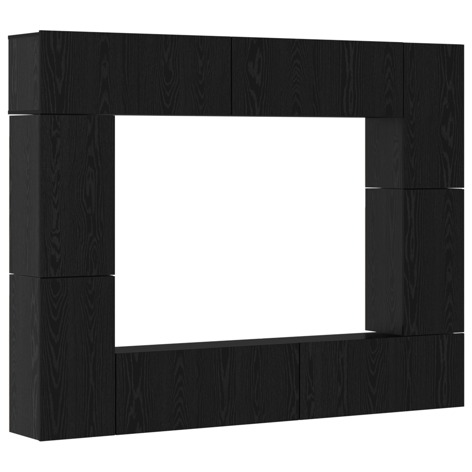 Set comodă TV cu raft 8 pcs Stejar negru 80 x 30 x 30.5 cm GartenMobel Dekor