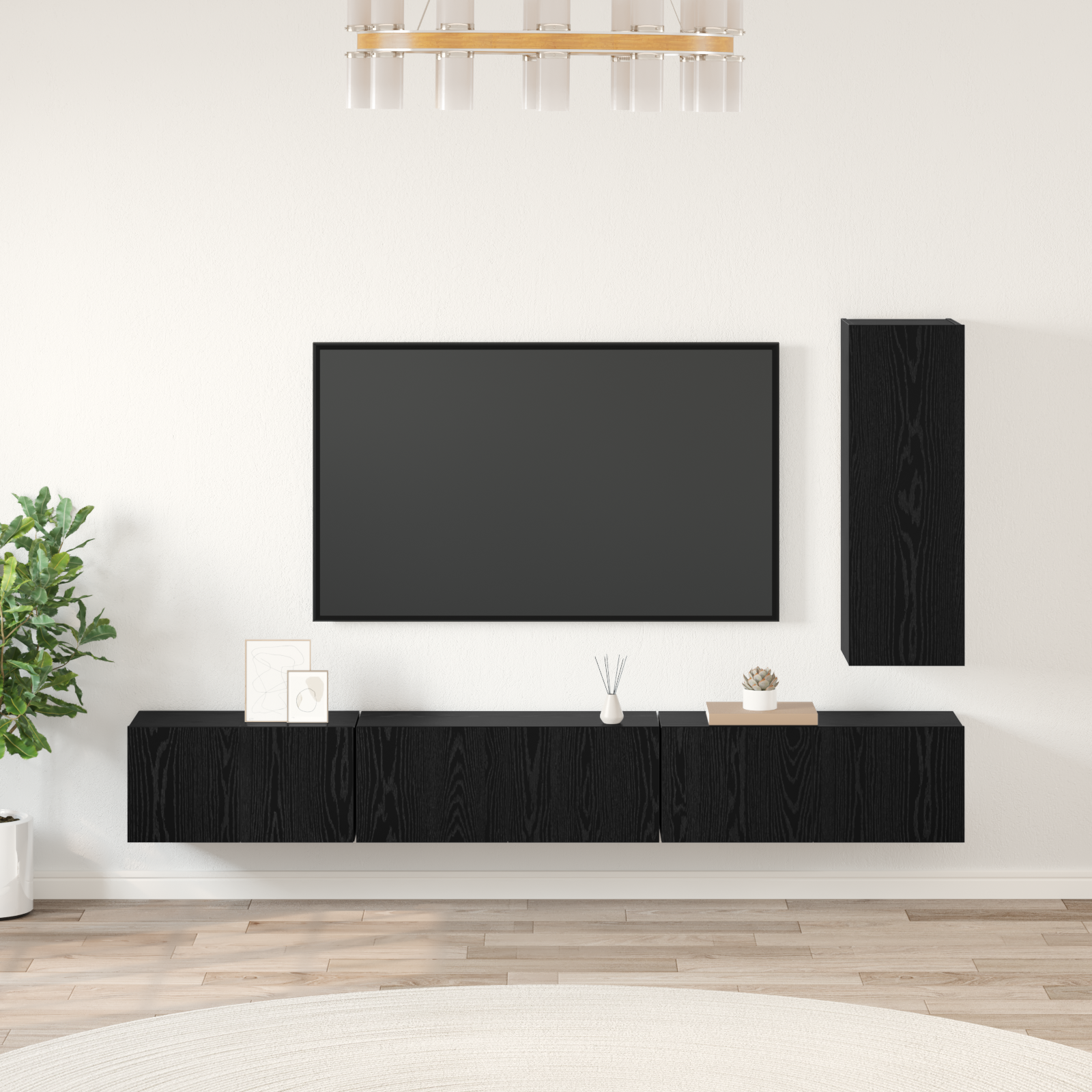 Set comodă TV cu raft Altele 4 pcs Stejar negru 30.5 x 30 x 90 cm GartenMobel Dekor