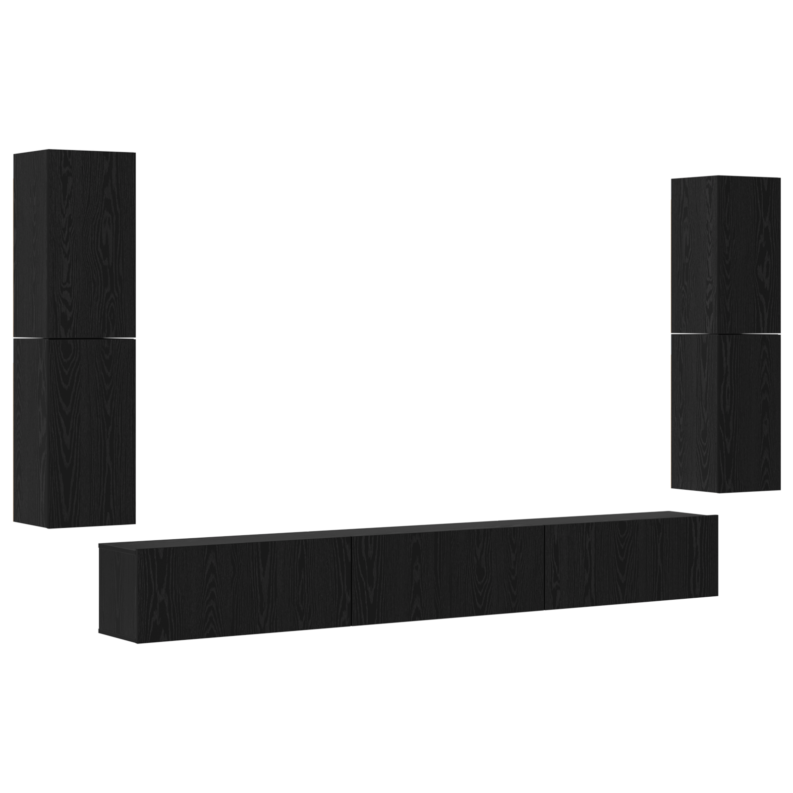Set comodă TV cu ușă 5 pcs Stejar negru Lemn compozit GartenMobel Dekor