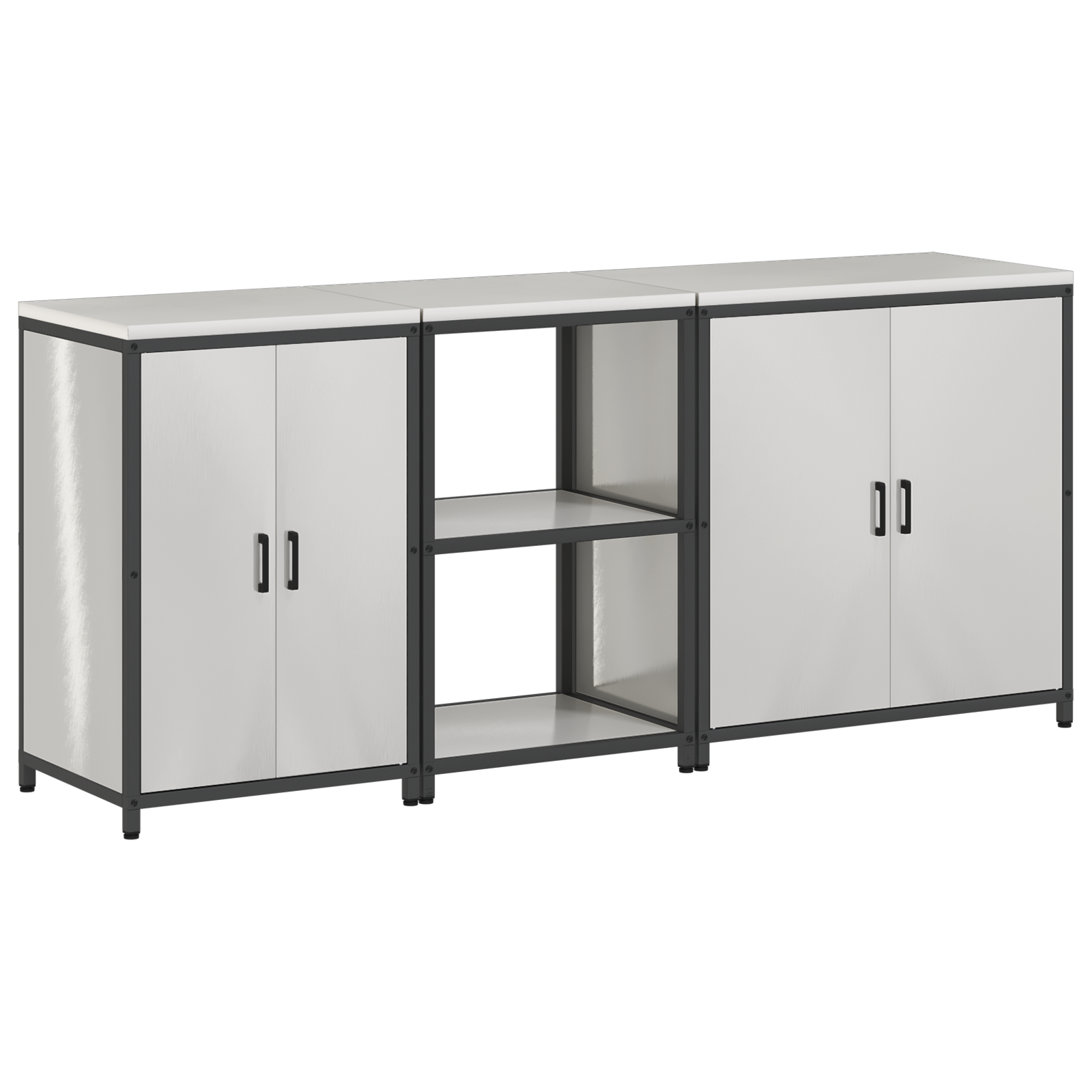 Set de Depozitare pentru Bucătărie cu raft Altele cu depozitare cu ușă 3 pcs Argintiu GartenMobel Dekor