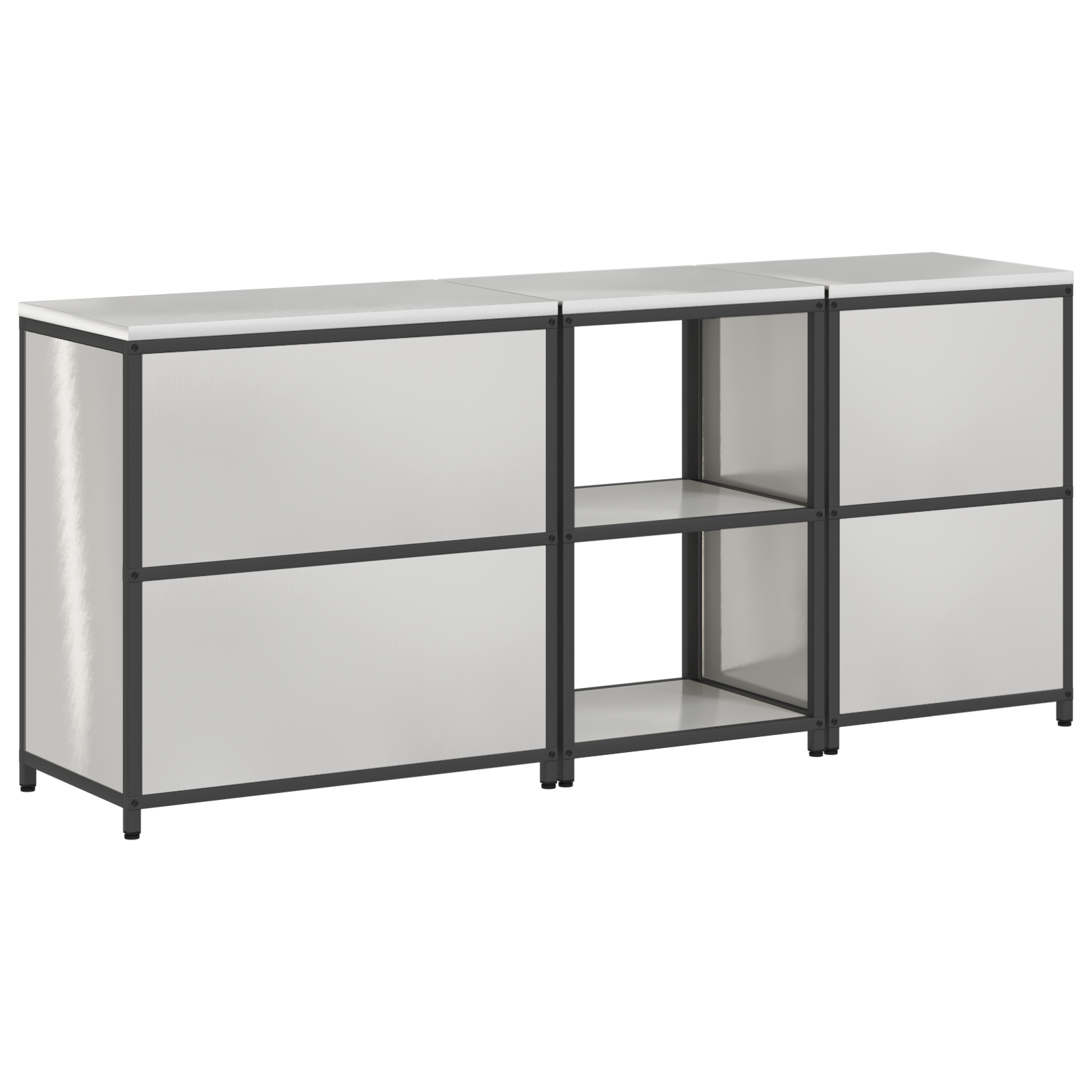 Set de Depozitare pentru Bucătărie cu raft Altele cu depozitare cu ușă 3 pcs Argintiu GartenMobel Dekor