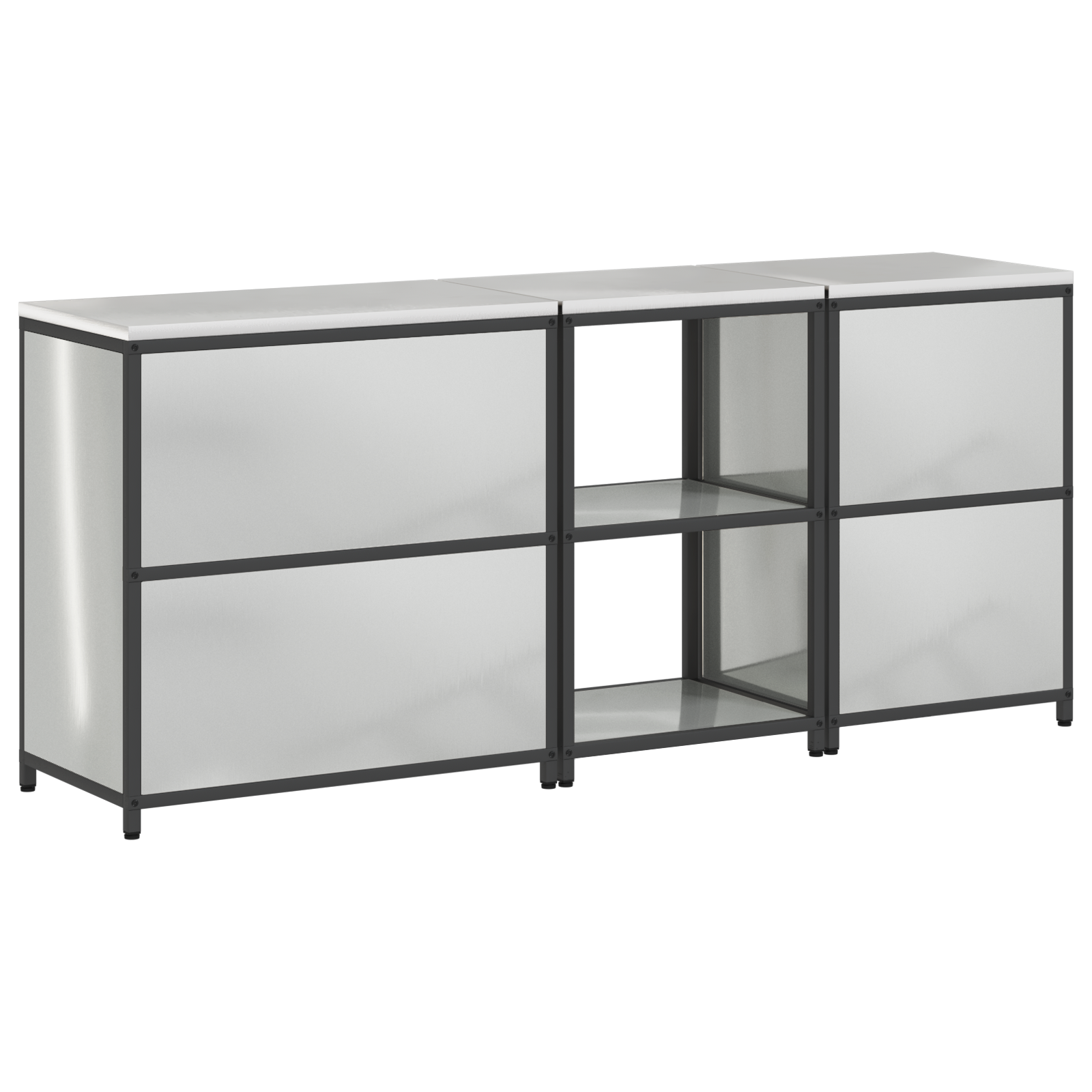 Set de Depozitare pentru Bucătărie cu raft Altele cu depozitare cu ușă 3 pcs Argintiu GartenMobel Dekor