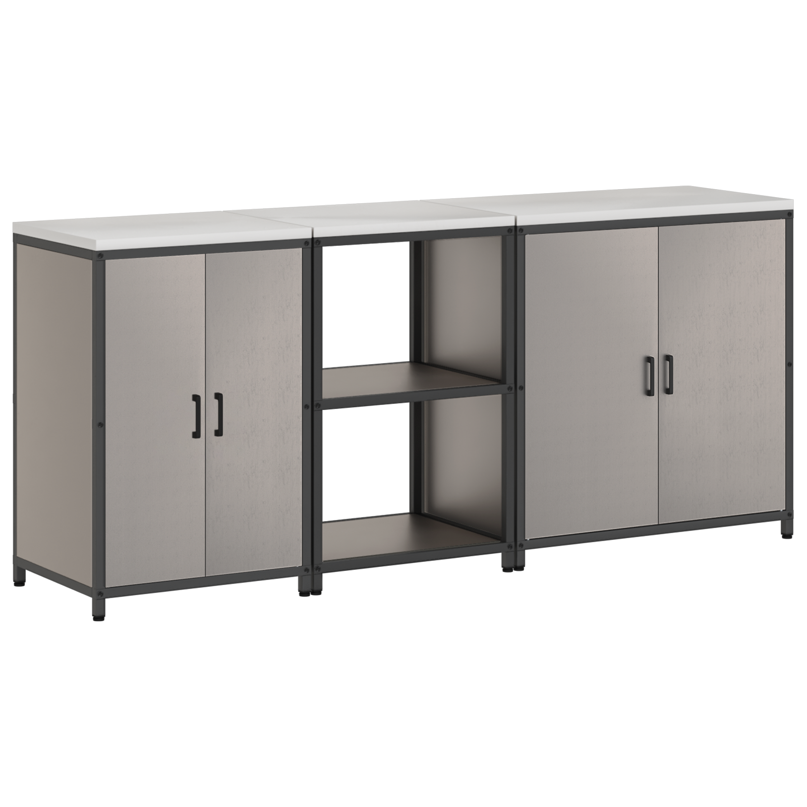 Set de Depozitare pentru Bucătărie cu raft Altele cu depozitare cu ușă 3 pcs Ruginit GartenMobel Dekor