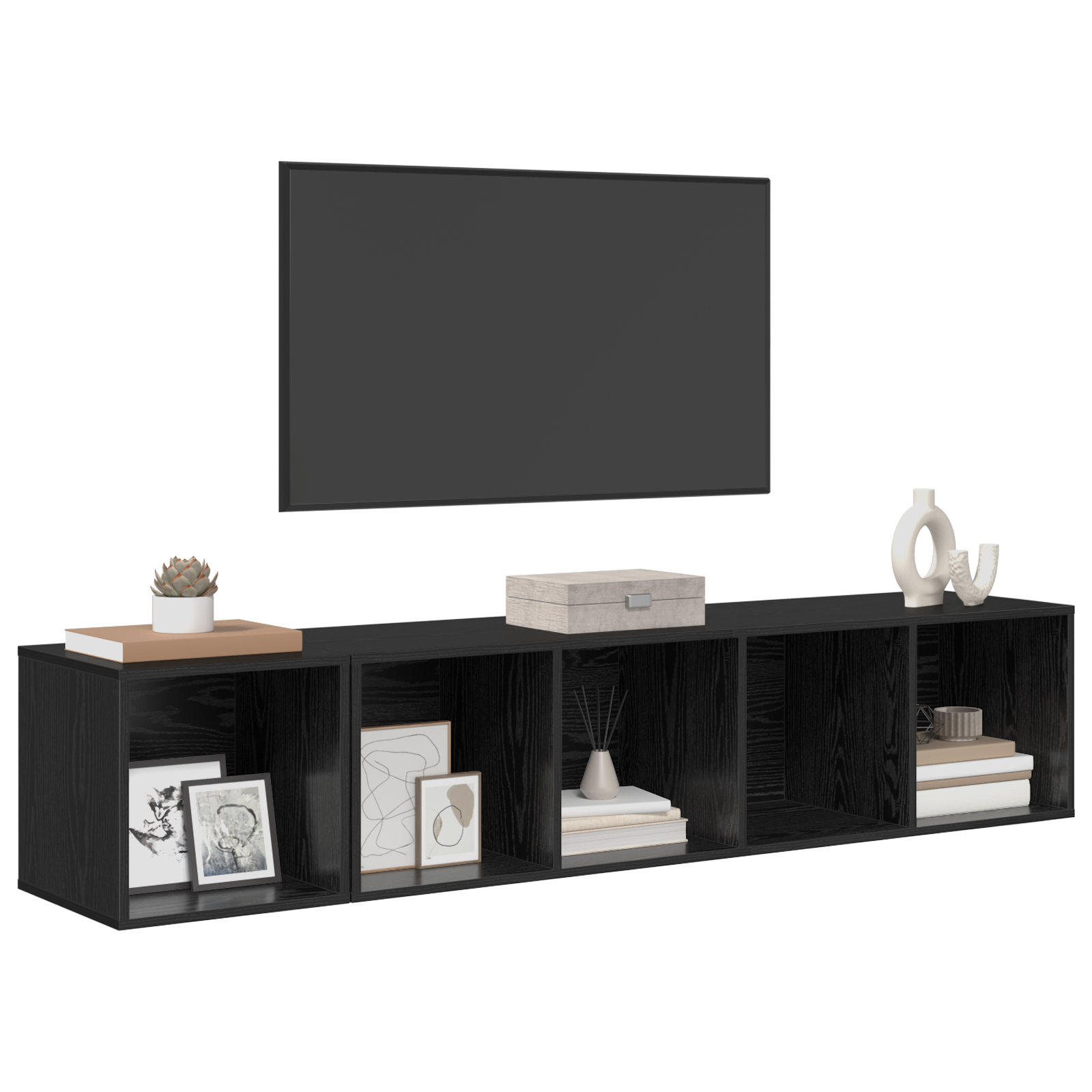 Set dulap TV 2 pcs Stejar negru 37 x 37 x 142.5 cm GartenMobel Dekor