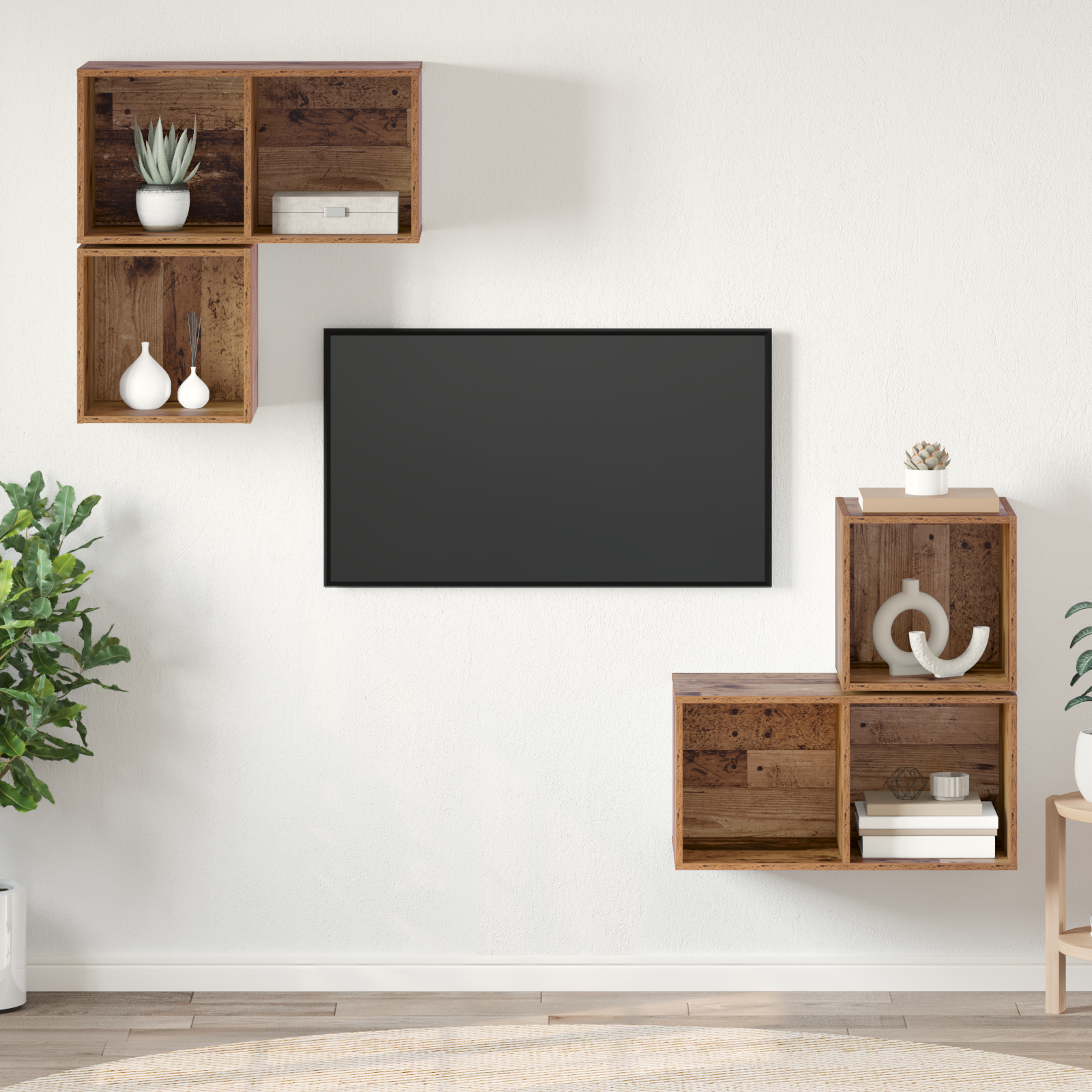Set dulap TV 4 pcs Lemn vechi 37 x 37 x 72 cm Lemn compozit GartenMobel Dekor