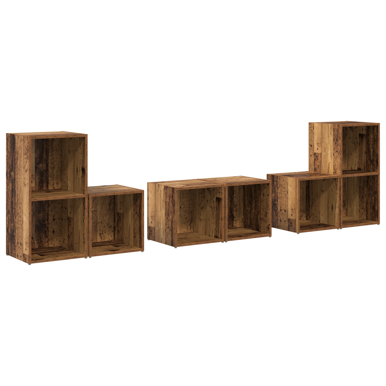 Set dulap TV cu raft cu depozitare 6 pcs Lemn Vechi Lemn compozit GartenMobel Dekor