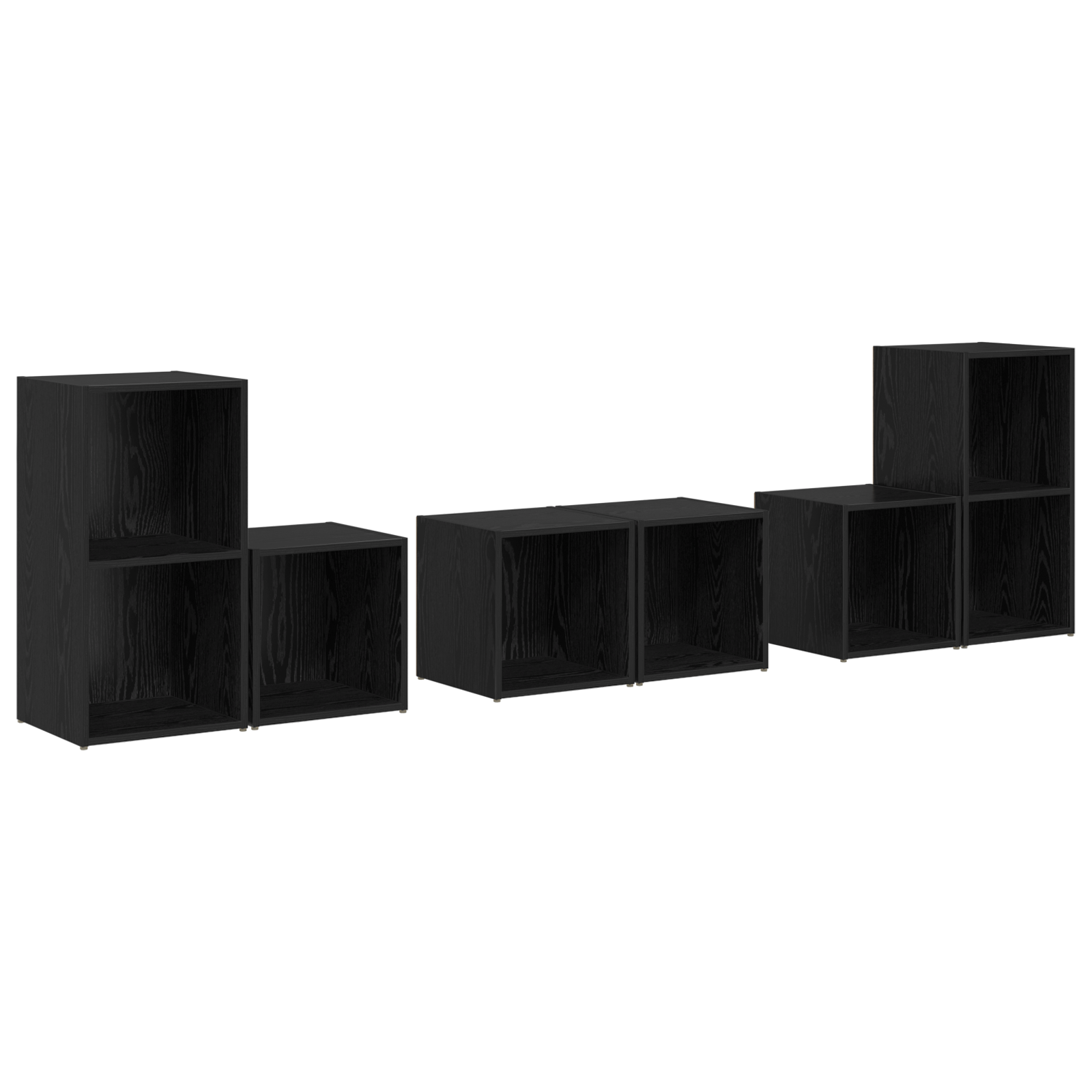 Set dulap TV cu raft cu depozitare 6 pcs Stejar Negru Lemn compozit GartenMobel Dekor