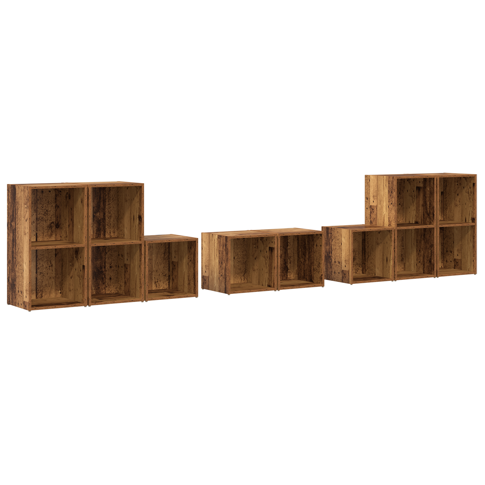 Set dulap TV cu raft cu depozitare 8 pcs Lemn Vechi Lemn compozit GartenMobel Dekor