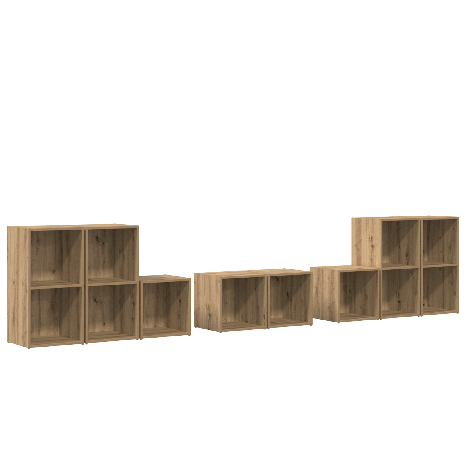 Set dulap TV cu raft cu depozitare 8 pcs Stejar Artizanal Lemn compozit GartenMobel Dekor