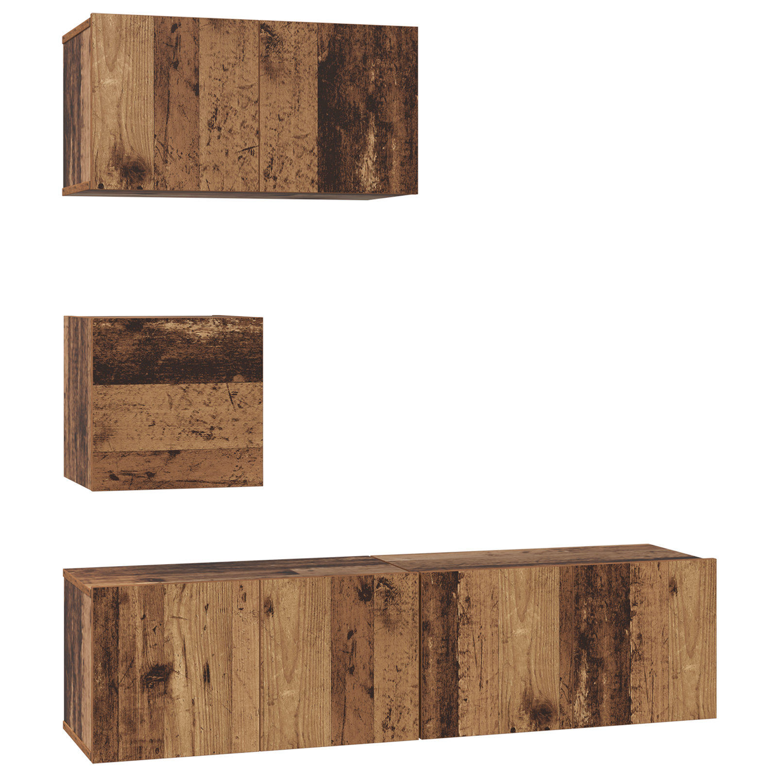 Set unitate TV Altele cu depozitare cu ușă 4 pcs Lemn vechi 60 x 30 x 30 cm GartenMobel Dekor