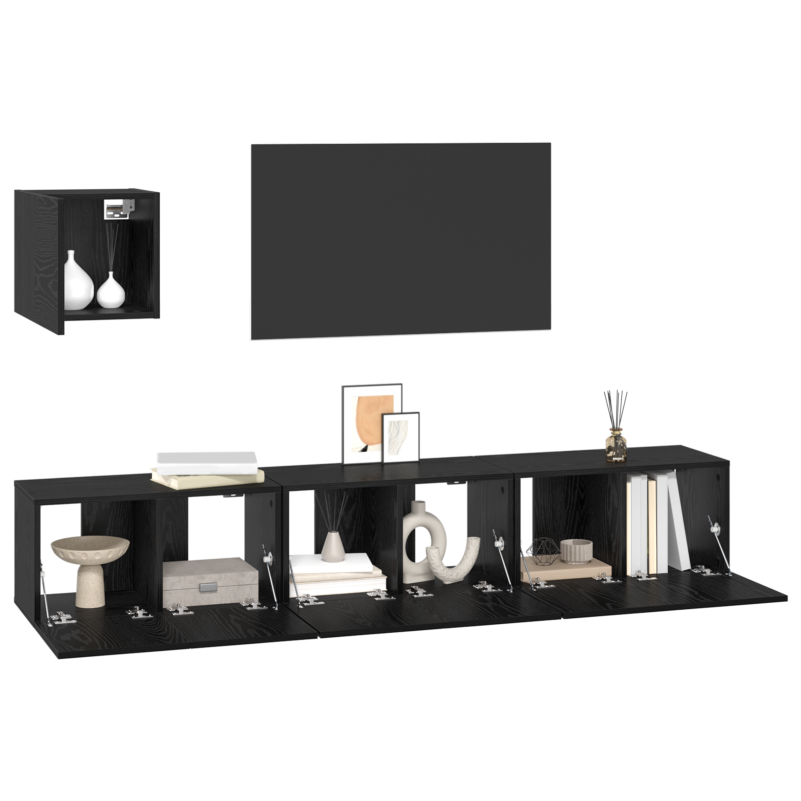 Set unitate TV Altele cu depozitare cu ușă 4 pcs Stejar negru 60 x 30 x 30 cm GartenMobel Dekor