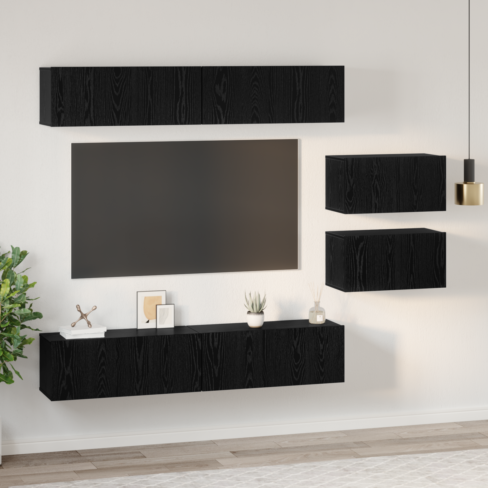 Bibliotecă TV 6 pcs Stejar negru 80 x 30 x 30.5 cm GartenMobel Dekor