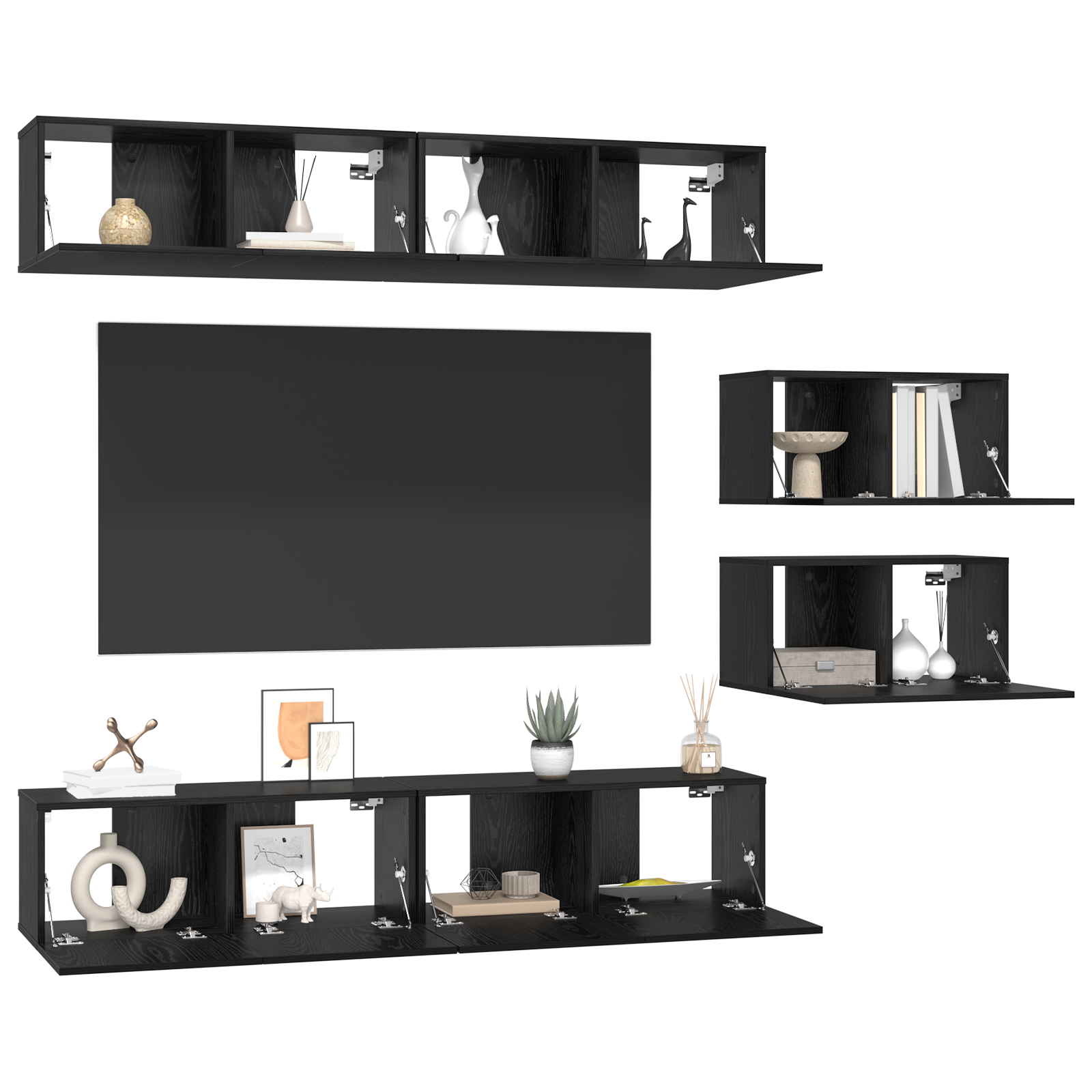 Bibliotecă TV 6 pcs Stejar negru 80 x 30 x 30.5 cm GartenMobel Dekor